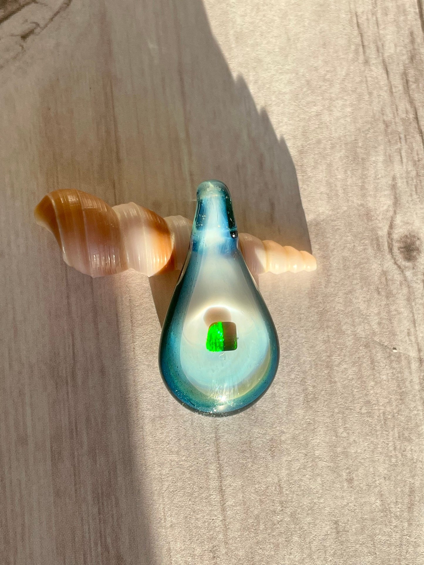 Beautiful Blue Opal Necklace, Artisan Jewelry for Man or Woman, Artistic Gifts for her, Heady Blown Glass Opal Pendant, Unique Gift ideas