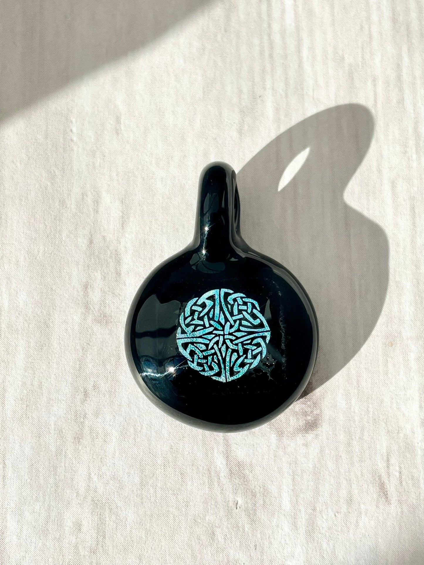 Blown Glass Necklace, Celtic Jewelry, Irish Jewelry, Dichroic Glass Necklace, Present for sister for her, Boho Pendant Necklace Trinity Knot