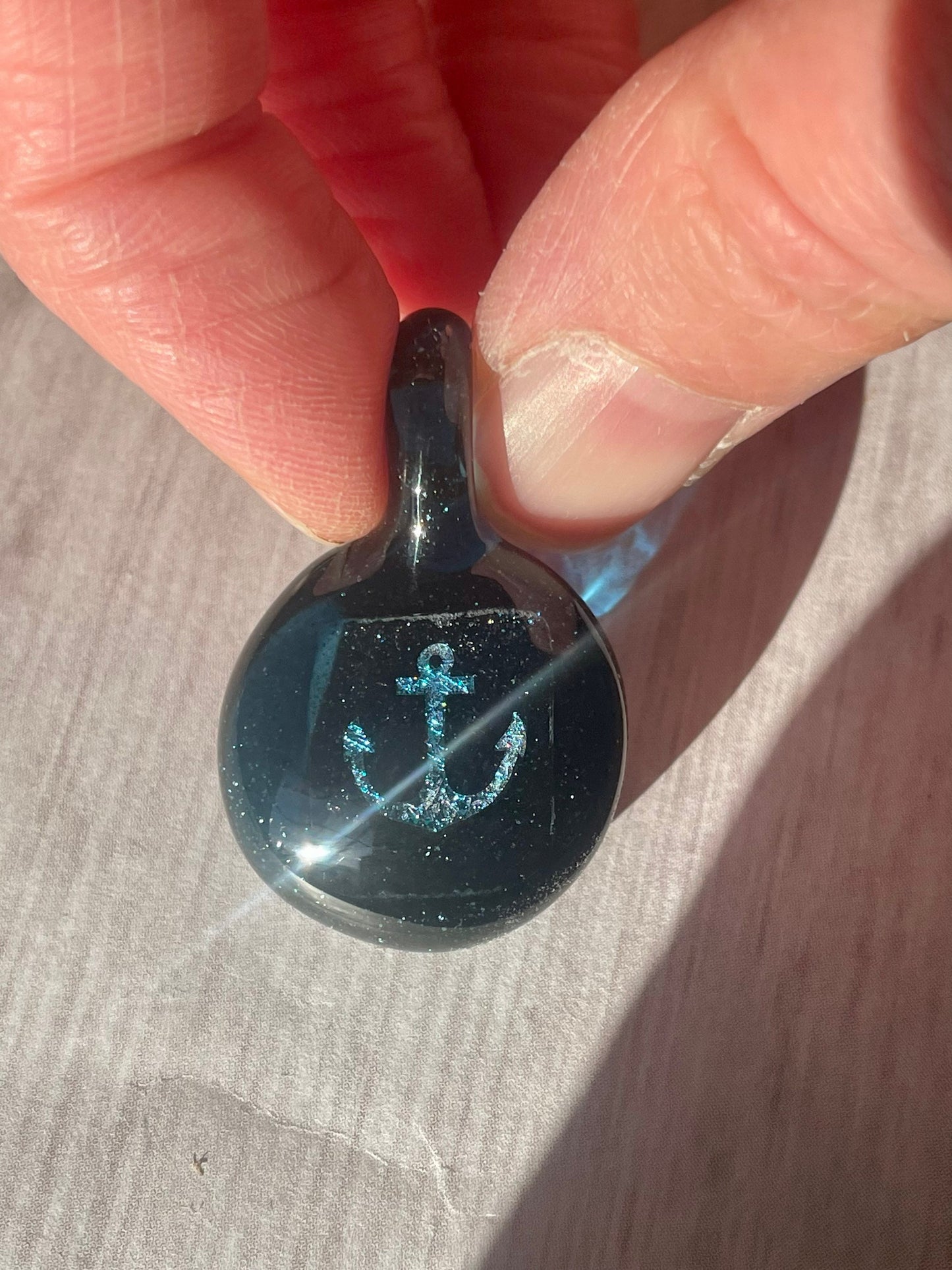 Anchor Necklace Gift for Her - Small Glass Nautical Pendant - Sister Birthday Gift - Ocean Inspired Jewelry Gift Idea - Unique Beach Pendant