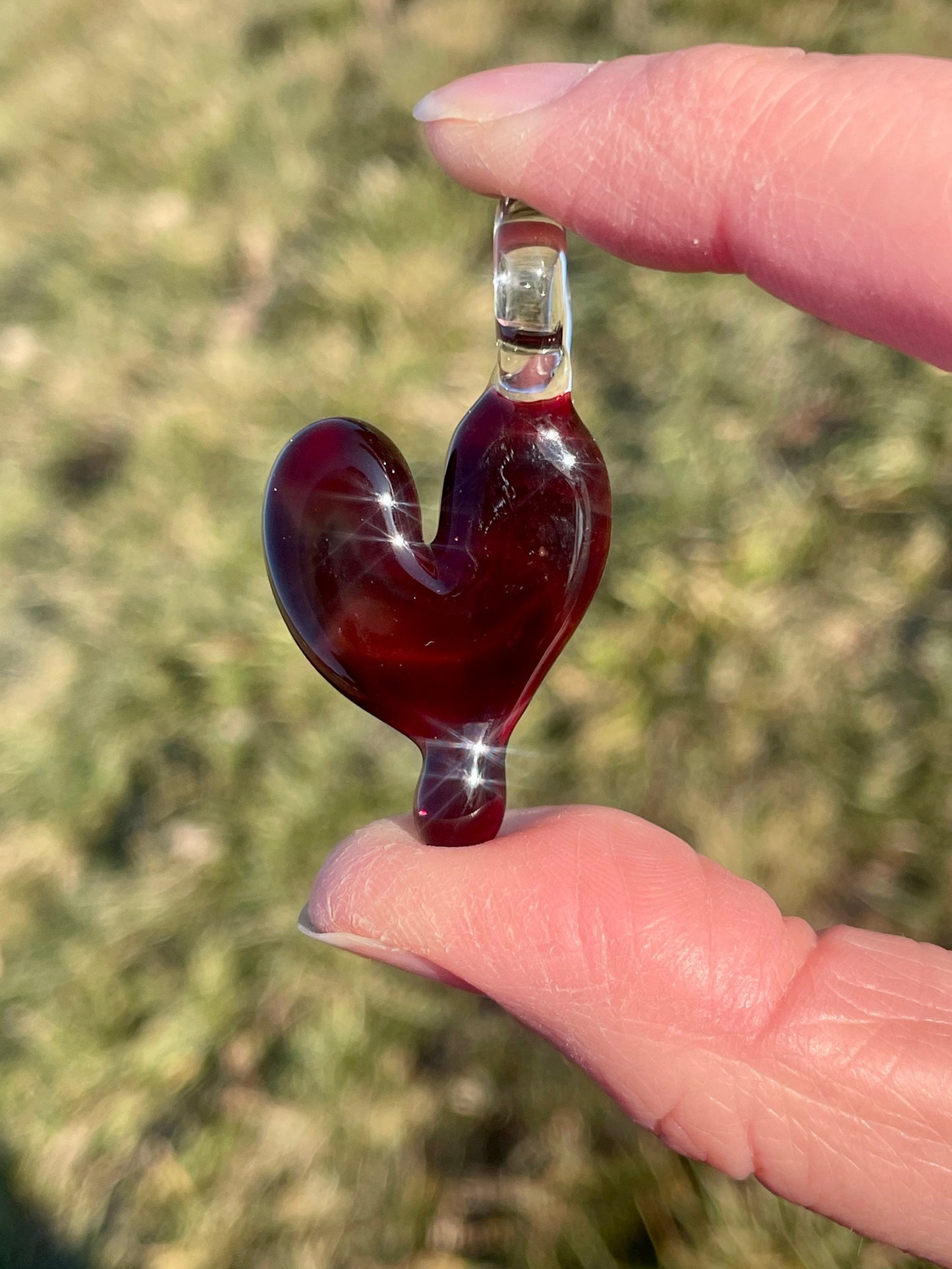 Blown Glass Heart Pendant Necklace for Her, Simple Heart Red Jewelry, Anniversary Gift, gift for wife, gift for girlfriend, Mothers Day Gift