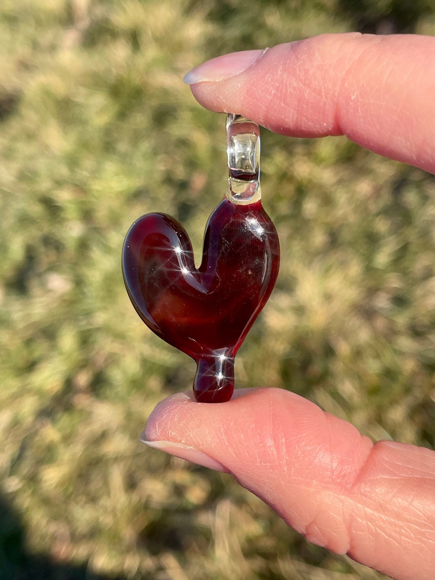 Blown Glass Heart Pendant Necklace for Her, Simple Heart Red Jewelry, Anniversary Gift, gift for wife, gift for girlfriend, Mothers Day Gift