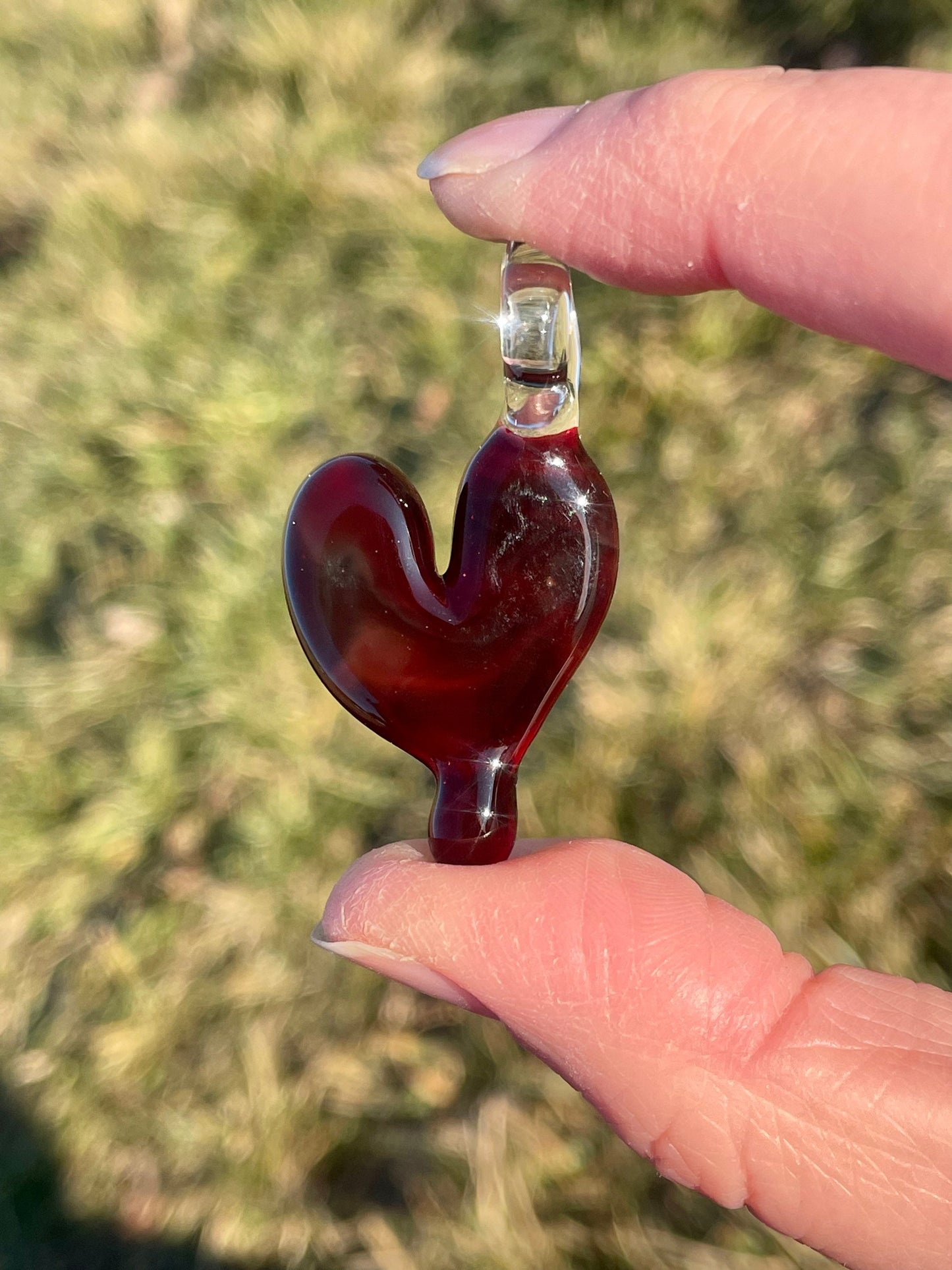 Blown Glass Heart Pendant Necklace for Her, Simple Heart Red Jewelry, Anniversary Gift, gift for wife, gift for girlfriend, Mothers Day Gift