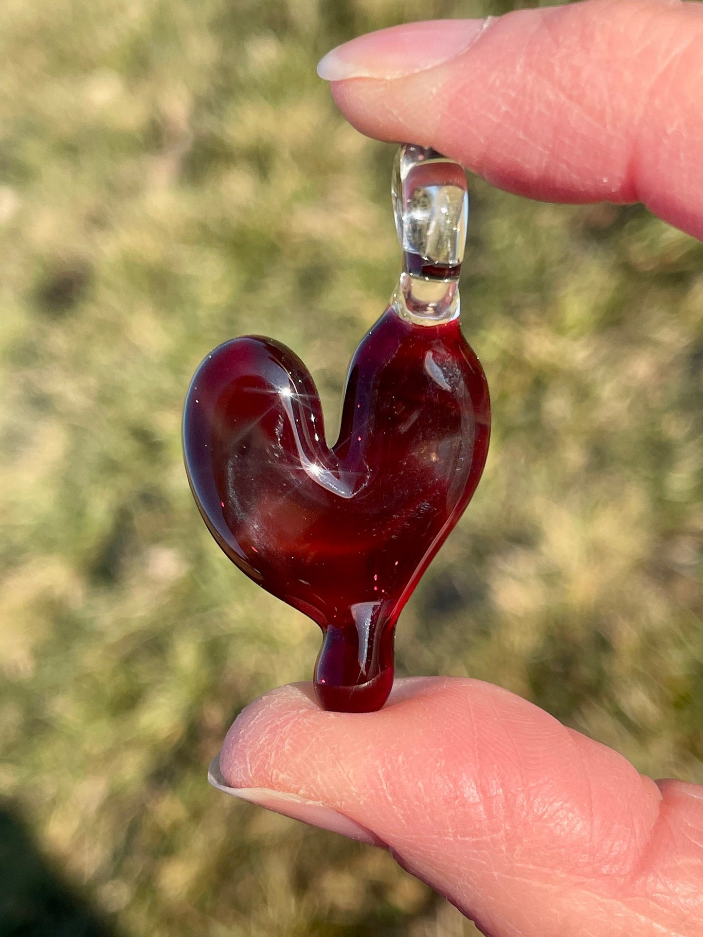 Blown Glass Heart Pendant Necklace for Her, Simple Heart Red Jewelry, Anniversary Gift, gift for wife, gift for girlfriend, Mothers Day Gift