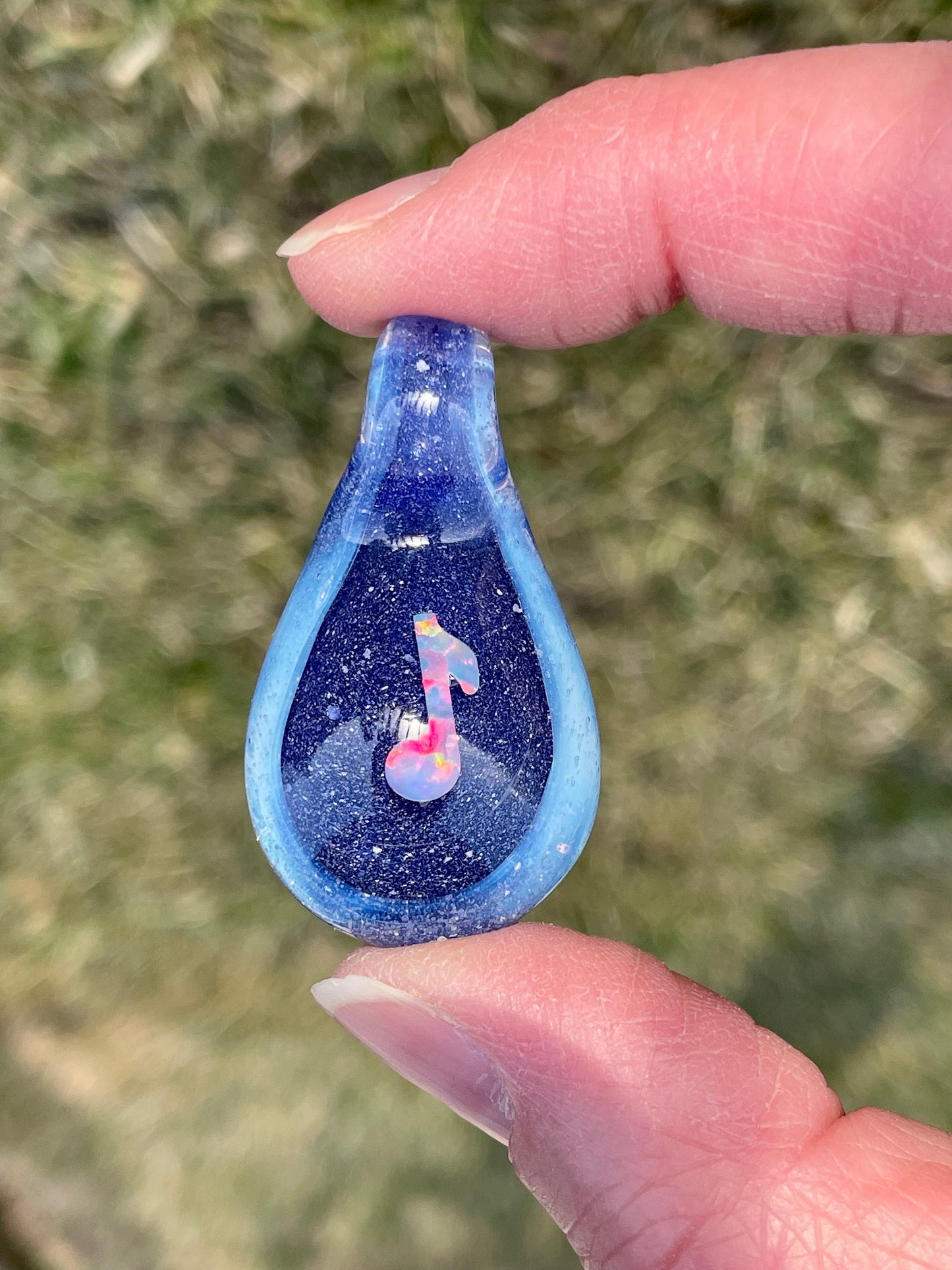 Music Note Pendant, Eighth Note Opal Glass Pendant, Music Note Necklace for Women, Birthday Gift, Musical Jewelry, Gift Idea for Music Lover