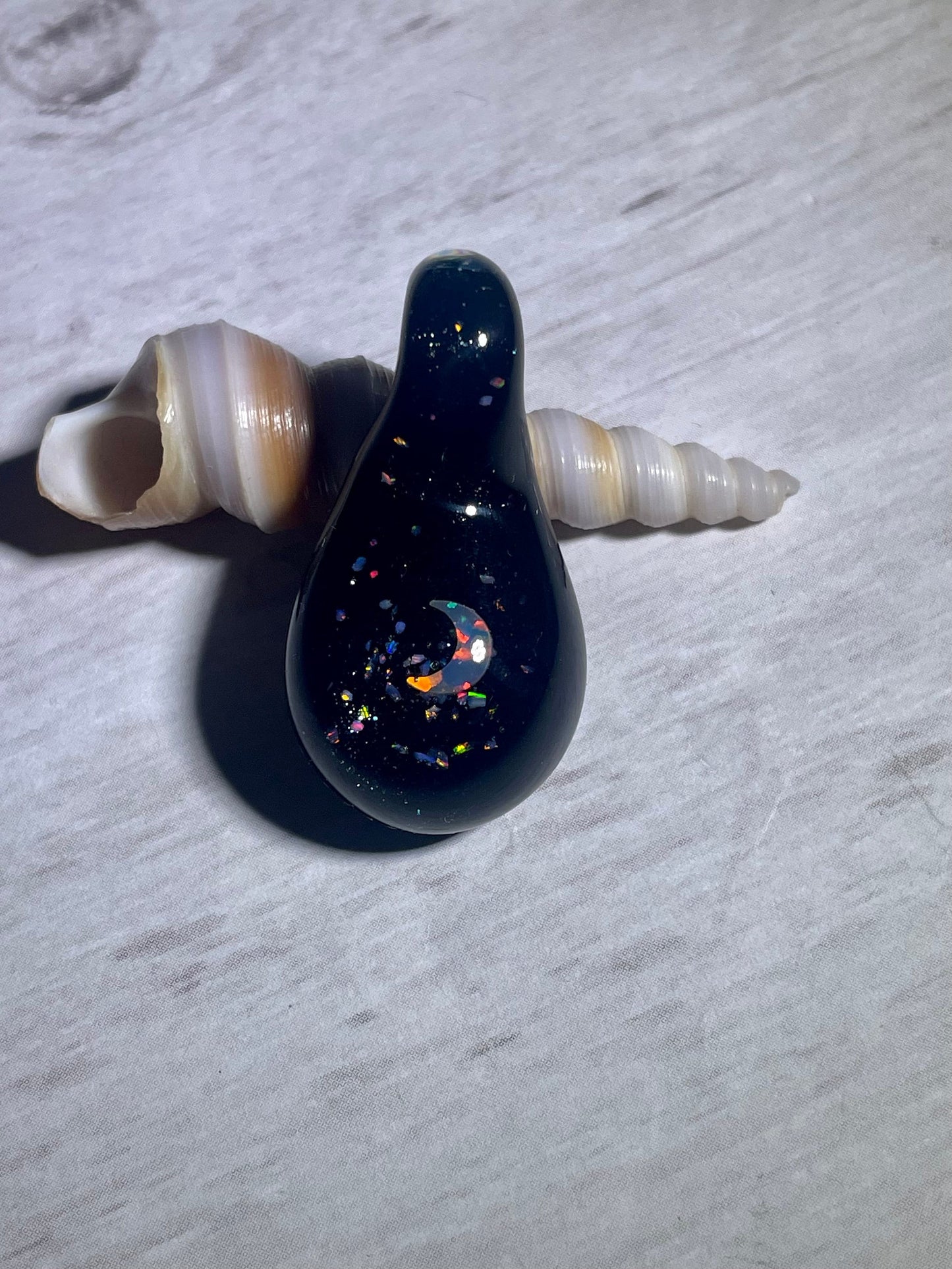 Moon Crystal Pendant, Small Glass Opal Pendant, Necklace for Women, Heady Glass Space Pendant, Moon Necklace Birthday Gift, October Birthday