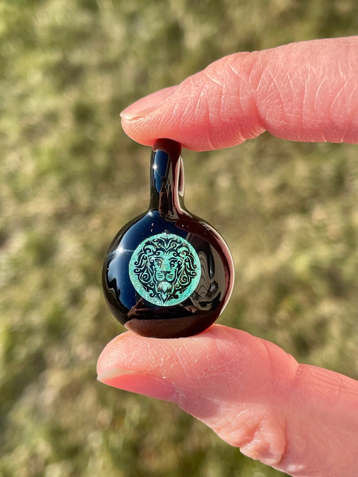 Small Glass Pendant, Lion Gift Ideas, Lion Jewelry for Men, Birthday Gift for Son, Unique Lion Necklace for Him, Handmade Lion Jewelry