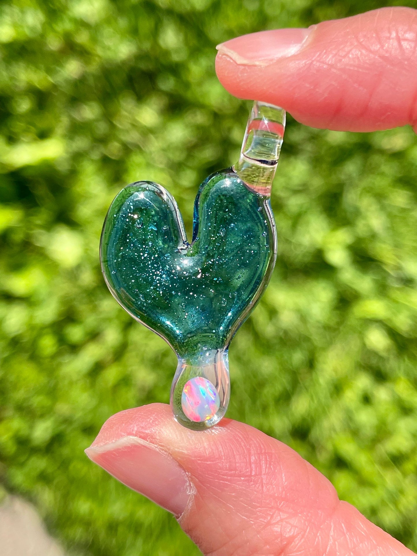 Glass Heart Pendant Opal Necklace for Her, Simple Heart Jewelry, October Birthstone, Anniversary Gift, gift for wife, gift for girlfriend