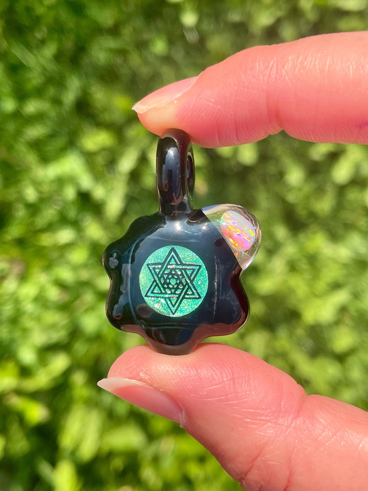 Unique Star Glass Pendant, Star of David Necklace, Six Pointed Star Pendant for him, Dichro Opal Pendant, Unique Birthday Gift Idea for him