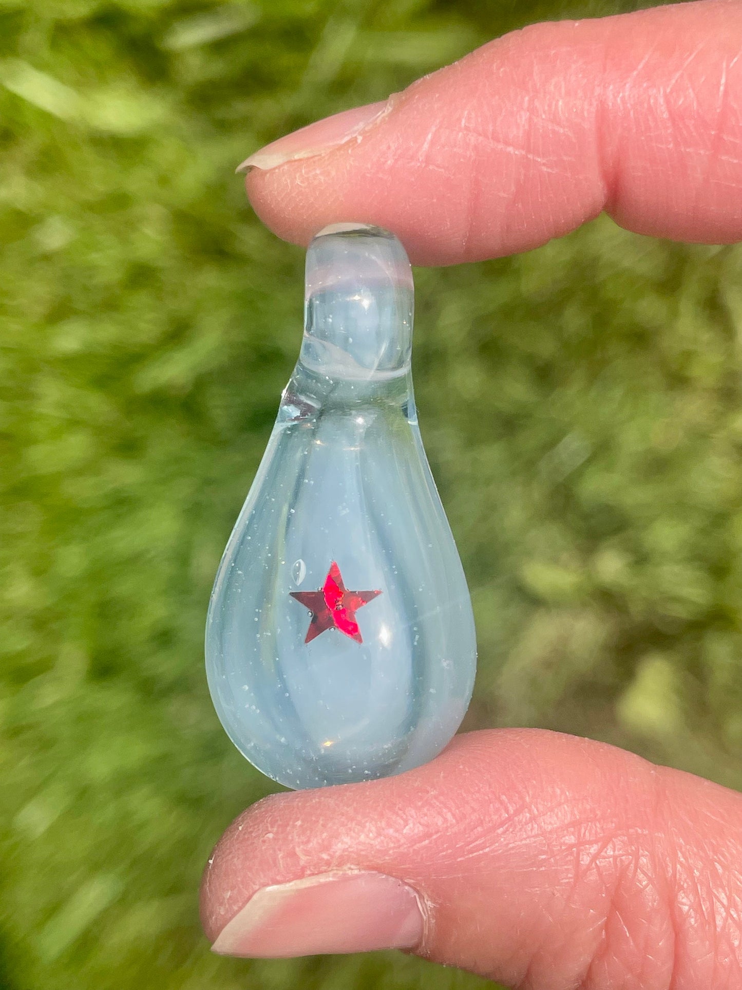Glass Blown Star Opal Pendant, Enchanting Gray Opal Necklace, October Birthstone, Unique Birthday Gift, Star Necklace, Gift for Graduate
