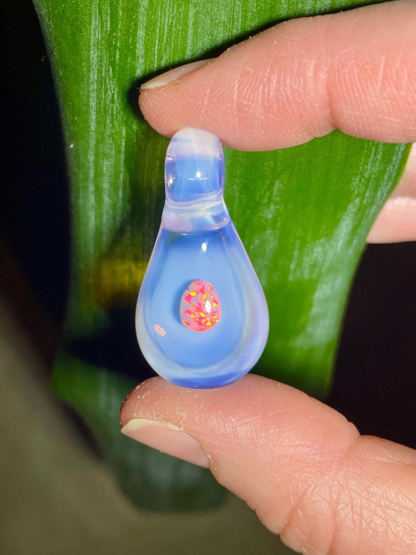 Small Glass Pendant, Beautiful Opal Pendant for Women, Pink Necklace for her, Unique Birthday Gift, Grad Gift for Daughter, Mothers Day Gift