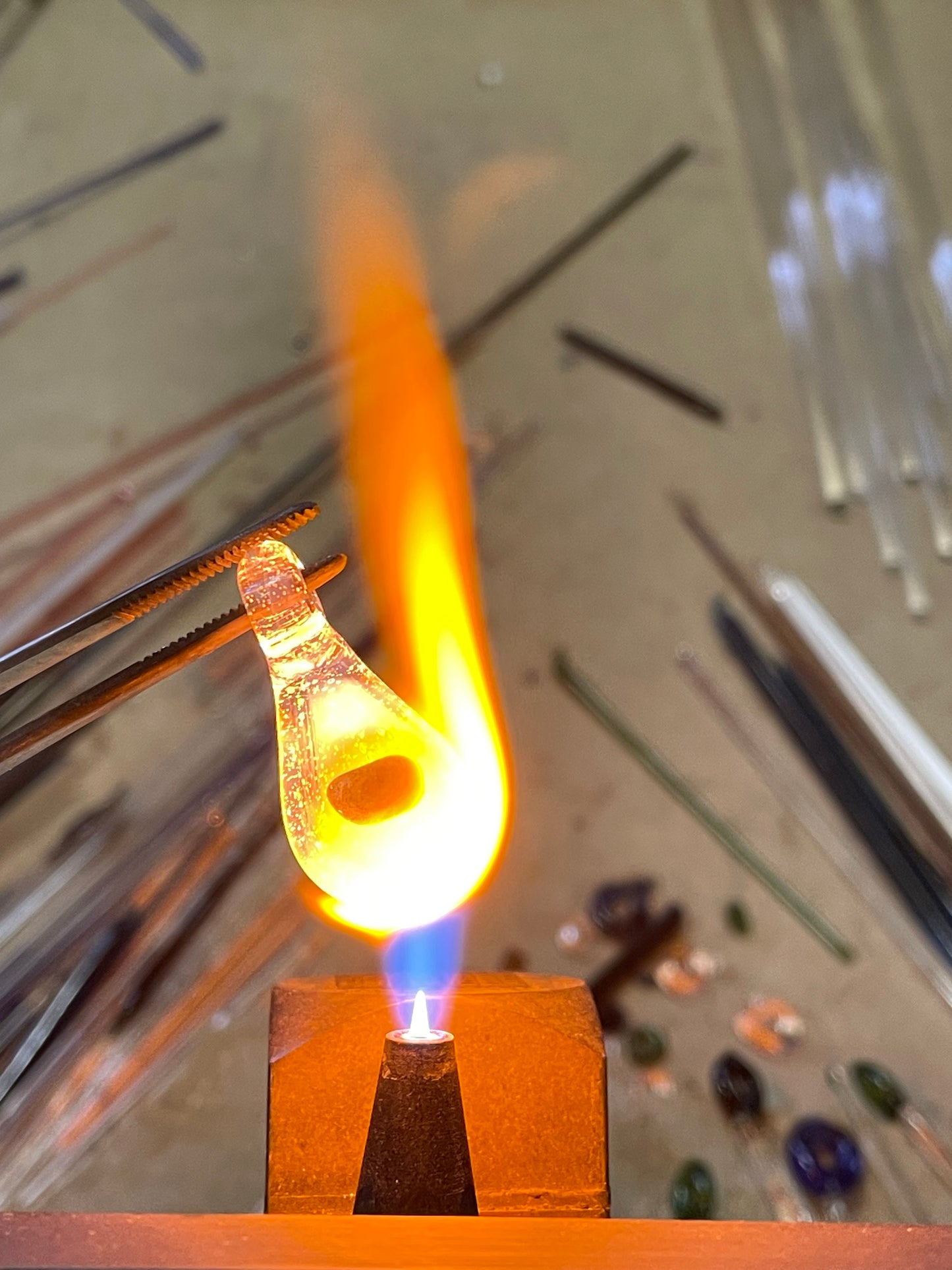 Handmade Glass Blown Opal Pendant, Mystical Opal Necklace, Gemstone Jewelry, Pendant Necklace, Birthday Gift, Mothers Day Gift, Easter Gift