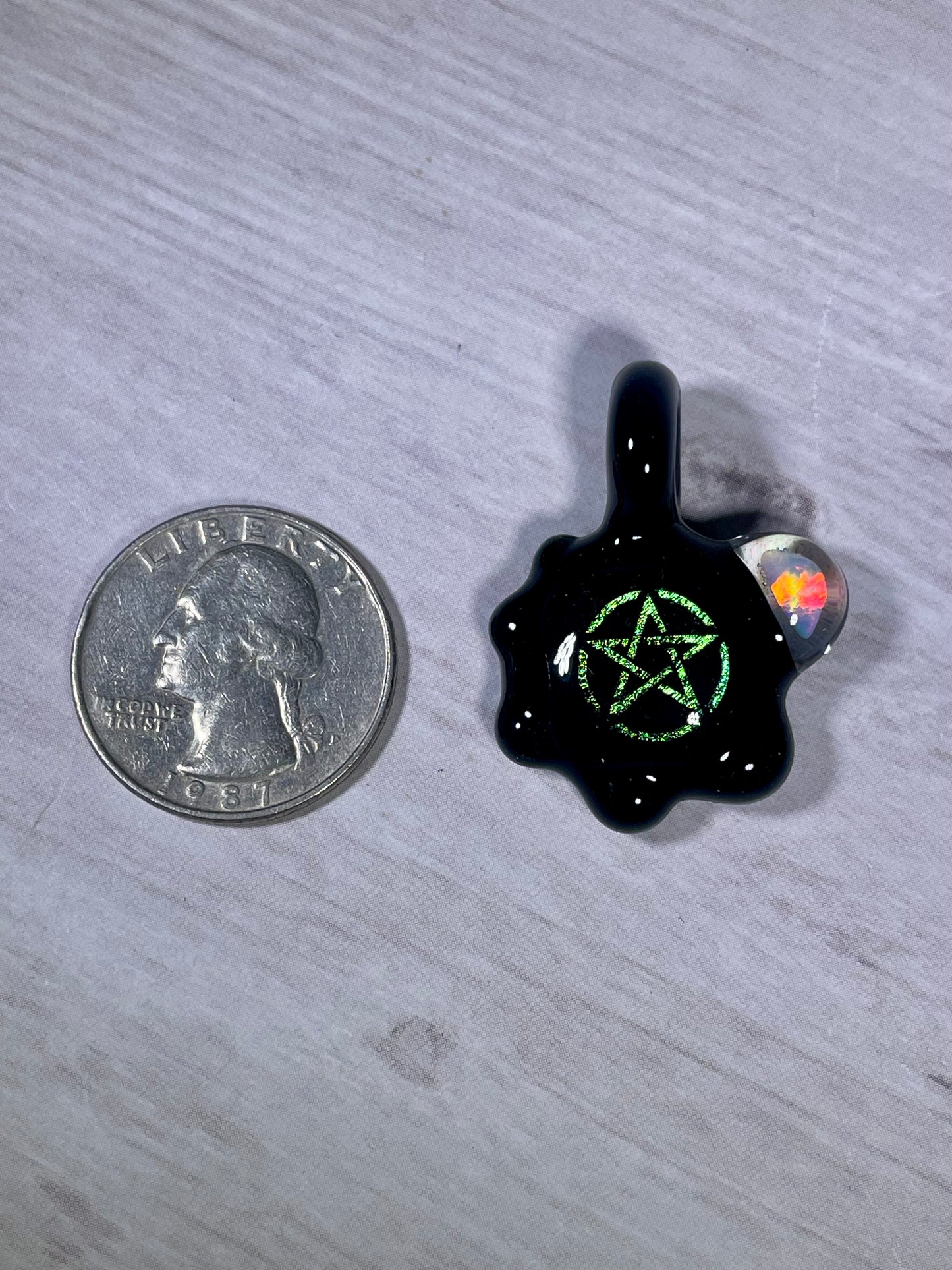 Unique Small Glass Pendant, Pentacle Necklace, Five Pointed Star Pendant, Wiccan Jewelry for sister, Pentagram Talisman Necklace for her