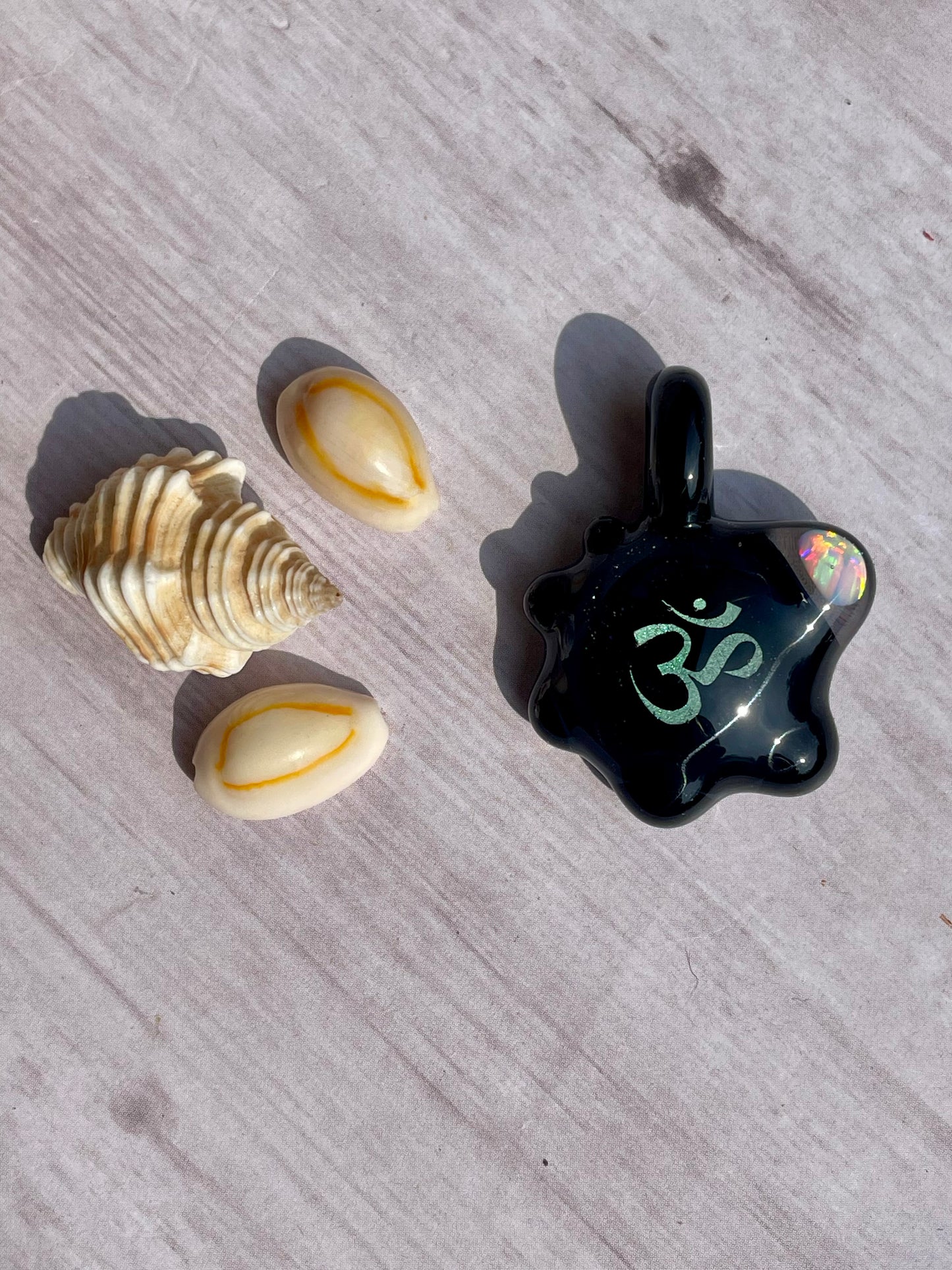 Aum Pendant Necklace for him, Om Meditation Necklace, Blown Glass Dichroic Necklace, Birthday gift for brother, Yoga Necklace, Namaste Gift