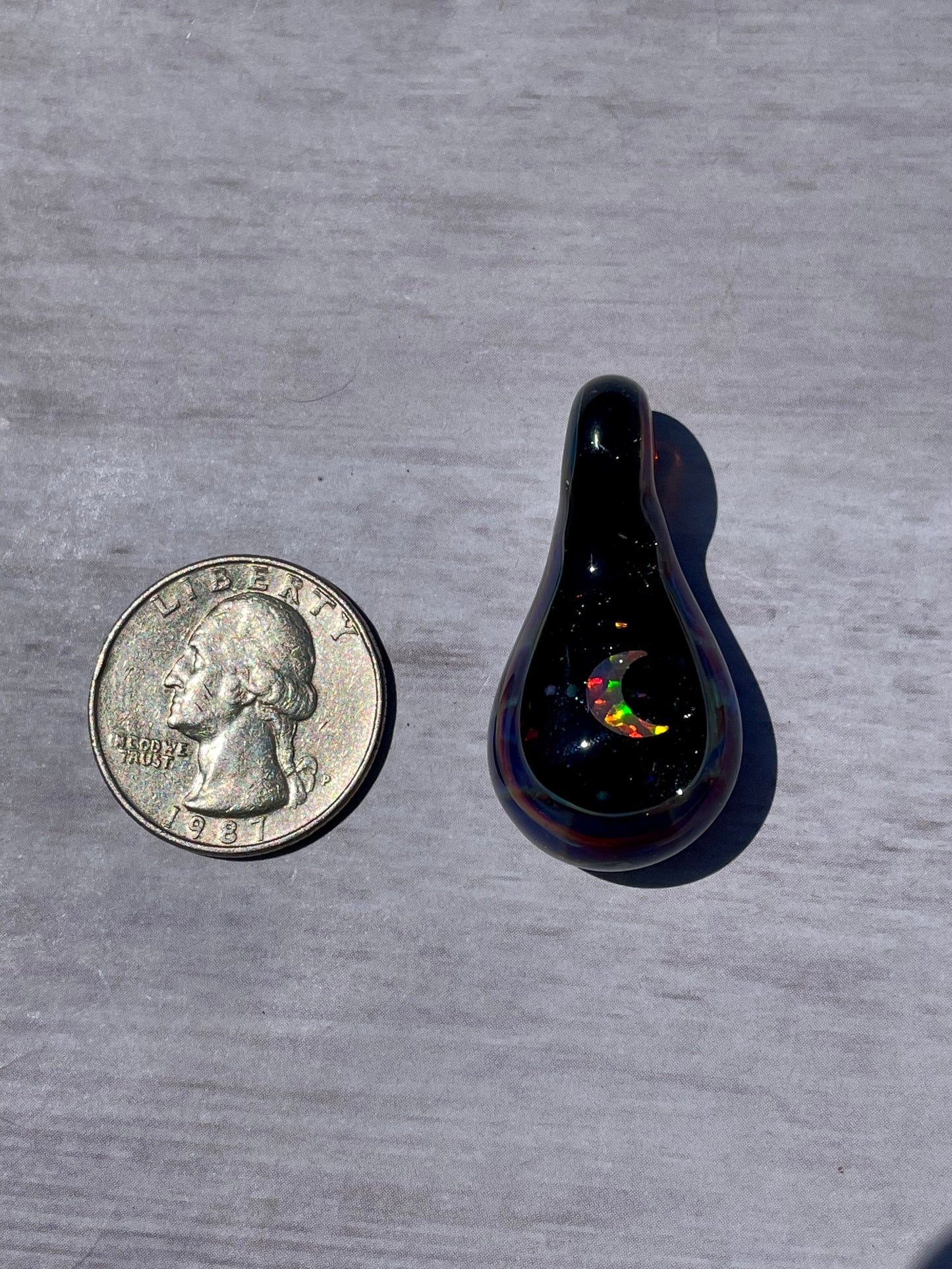 Moon Crystal Pendant, Moon Opal Necklace for Women, Small Glass Space Pendant, Moon Necklace Birthday Gift for her, Mothers Day Gift Idea