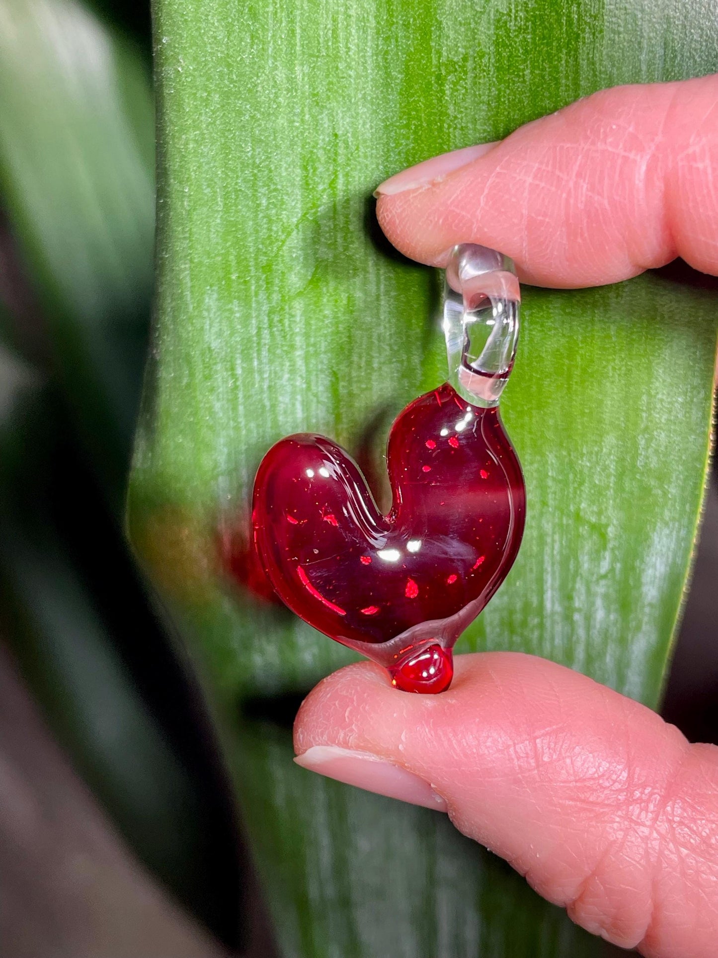 Red Heart Pendant, Glass Necklace for Her, Simple Red Heart Jewelry, Anniversary Gift idea for wife, gift for girlfriend, Mothers Day Gift