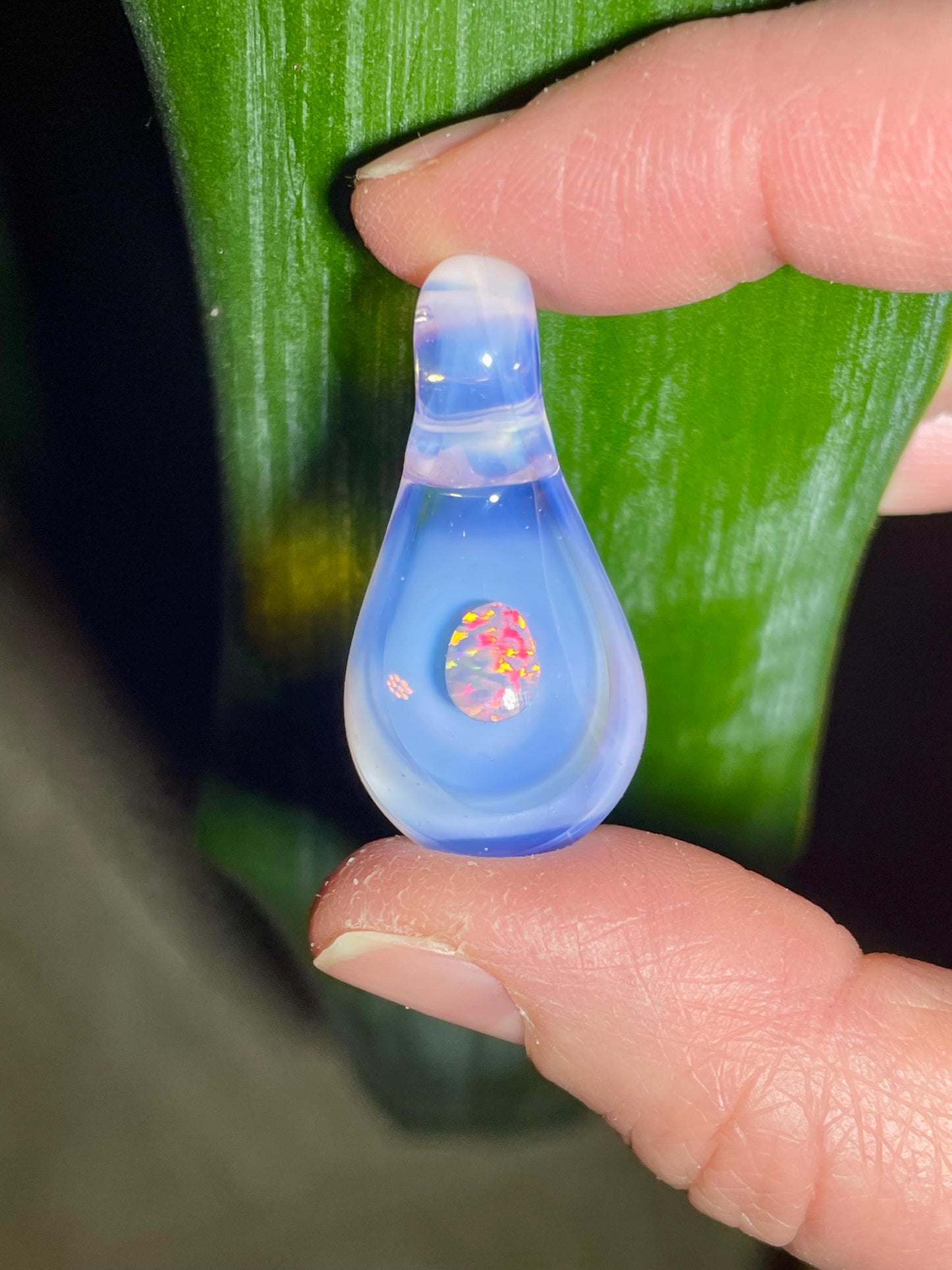 Small Glass Pendant, Beautiful Opal Pendant for Women, Pink Necklace for her, Unique Birthday Gift, Grad Gift for Daughter, Mothers Day Gift