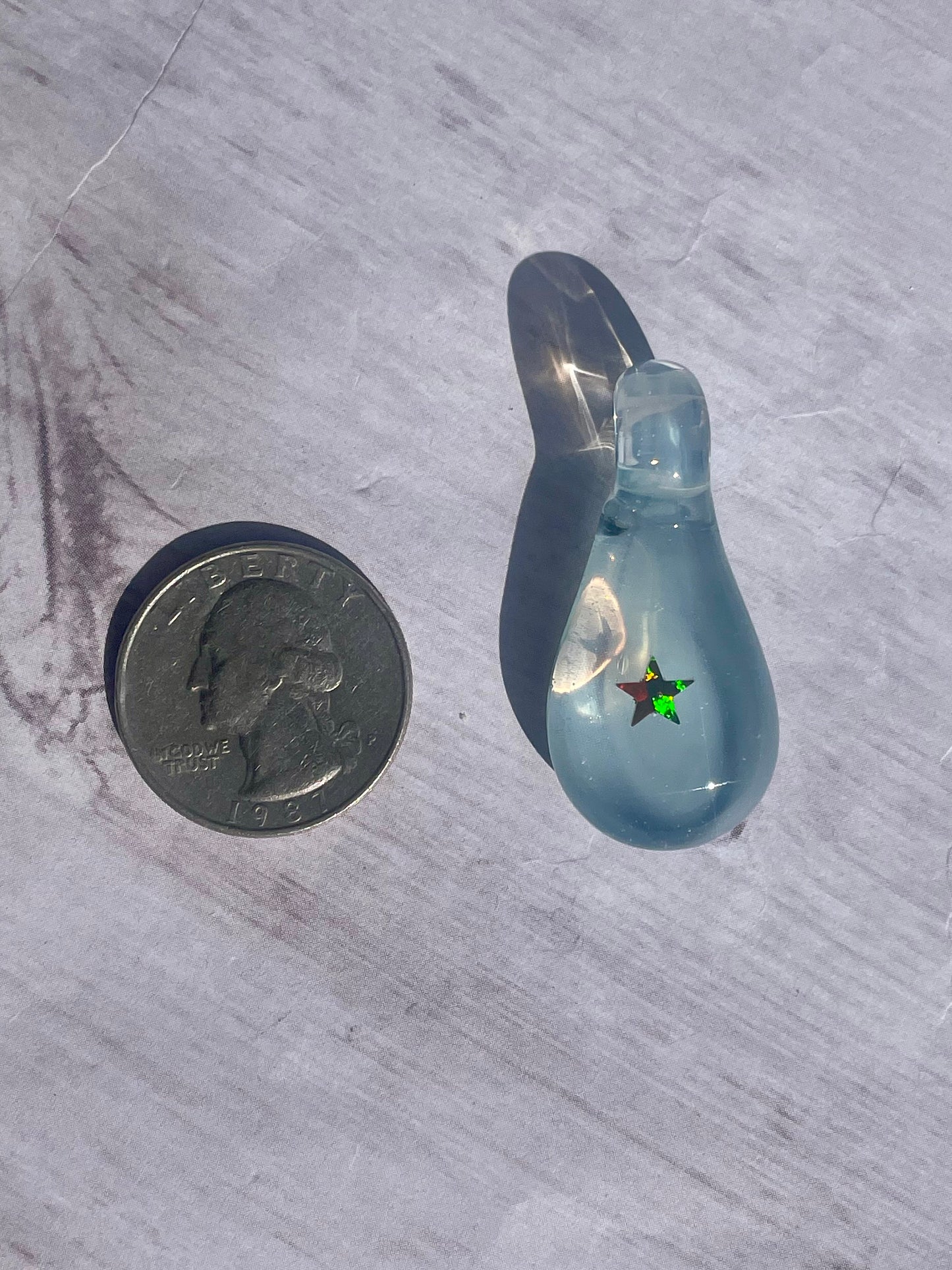 Glass Blown Star Opal Pendant, Enchanting Gray Opal Necklace, October Birthstone, Unique Birthday Gift, Star Necklace, Gift for Graduate