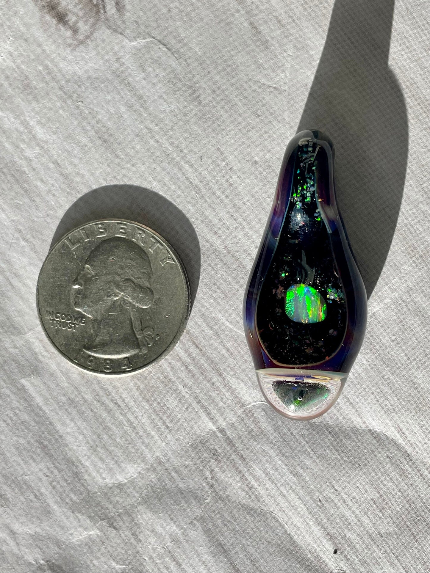 Unique Glass Blown Opal Pendant Necklace, Artisan Jewelry for her, Galaxy Pendant for him, Birthday Gift for wife, Valentines Day Gift