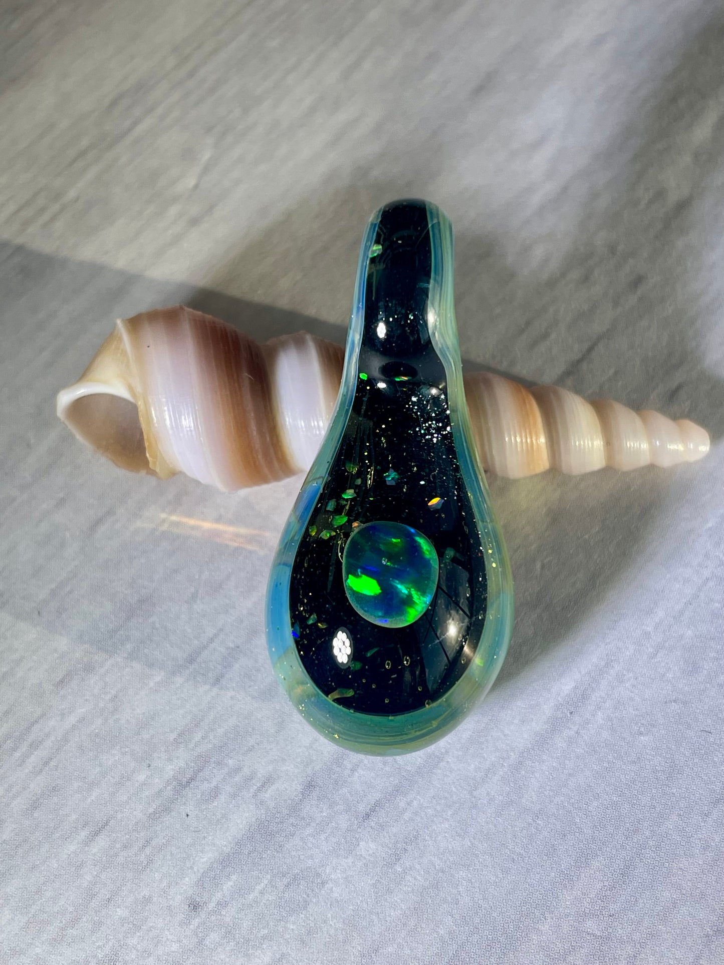 Handmade Small Glass Opal Pendant Necklace, Handmade Galaxy Pendant, Mothers Day Gift for her, one of a kind Birthday Gift Idea for daughter
