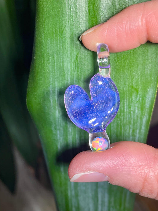 Purple Glass Heart Pendant, Unique Opal Necklace, Simple Heart Jewelry, Anniversary Gift for Wife, Unique Birthday Gift, Valentines Day Gift