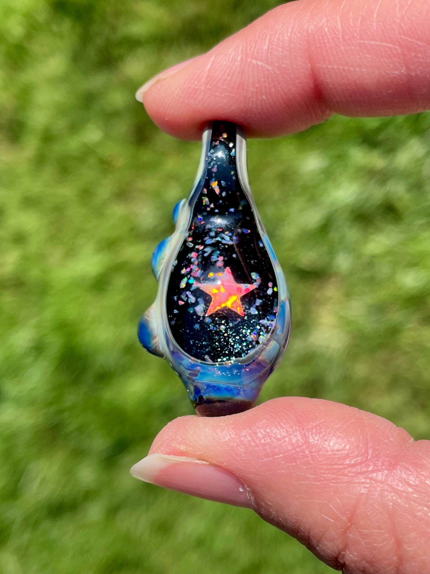Star Pendant Necklace, Small Glass Pendant, Night Sky Pendant, Northern Lights Space Pendant, Star Necklace, Unique Hanukkah Gift Ideas