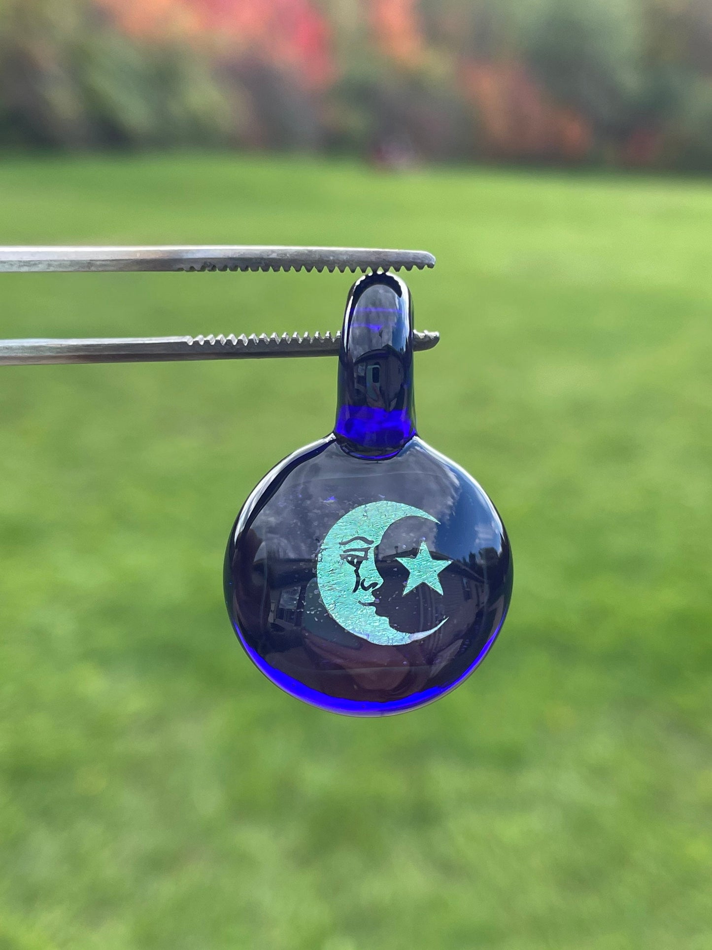 Moon and Star Necklace Pendant gift for her, Blown Glass dichroic pendant, celestial jewelry for daughter, star, moon, gift for girlfriend