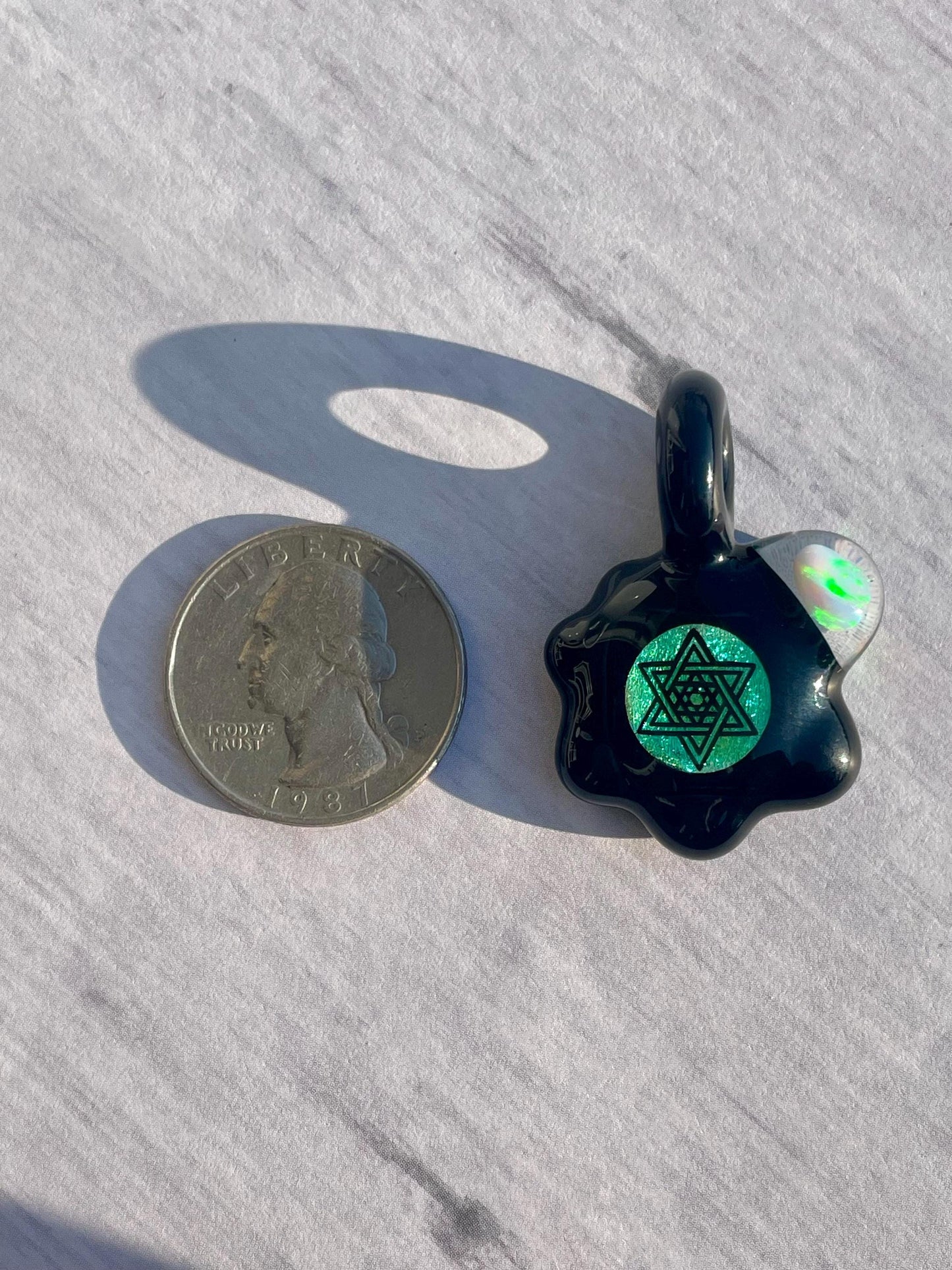 Unique Star Glass Pendant, Star of David Necklace, Six Pointed Star Pendant for him, Dichro Opal Pendant, Unique Birthday Gift Idea for him