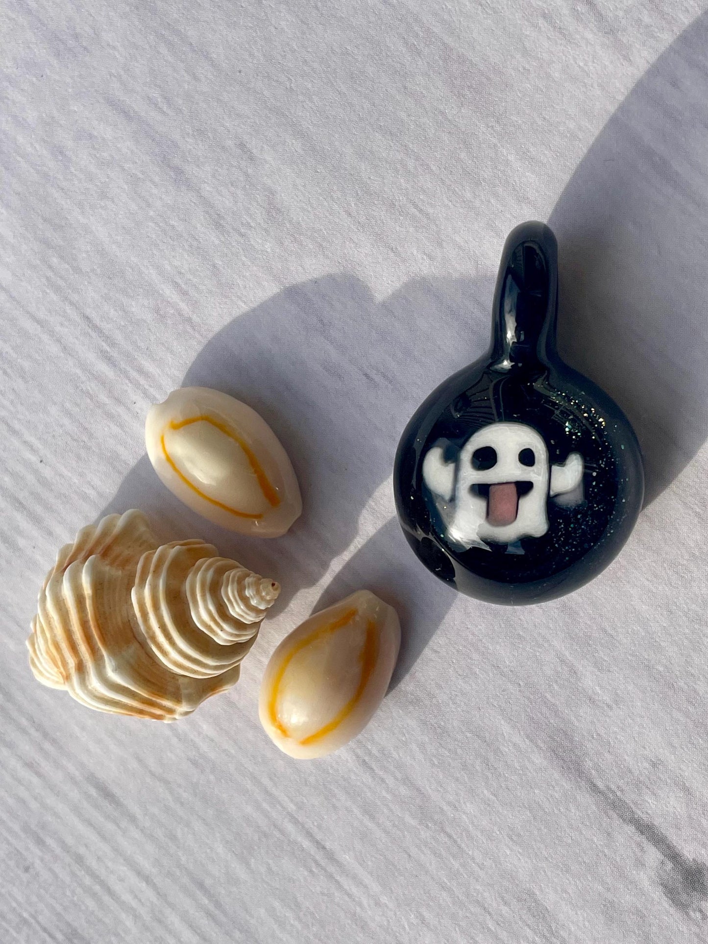 Ghost Necklace, Ghost Jewelry for her, Blown Glass Ghost Pendant, Gothic Jewelry, Ghost Gift for brother, Ghost Lover Halloween gift ideas