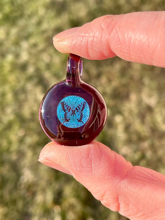 Purple Butterfly Pendant Necklace Gift for Women - Blown Glass Dichroic Pendant - Sister Birthday Gift - Lampwork Focal Charm Bead - Unique