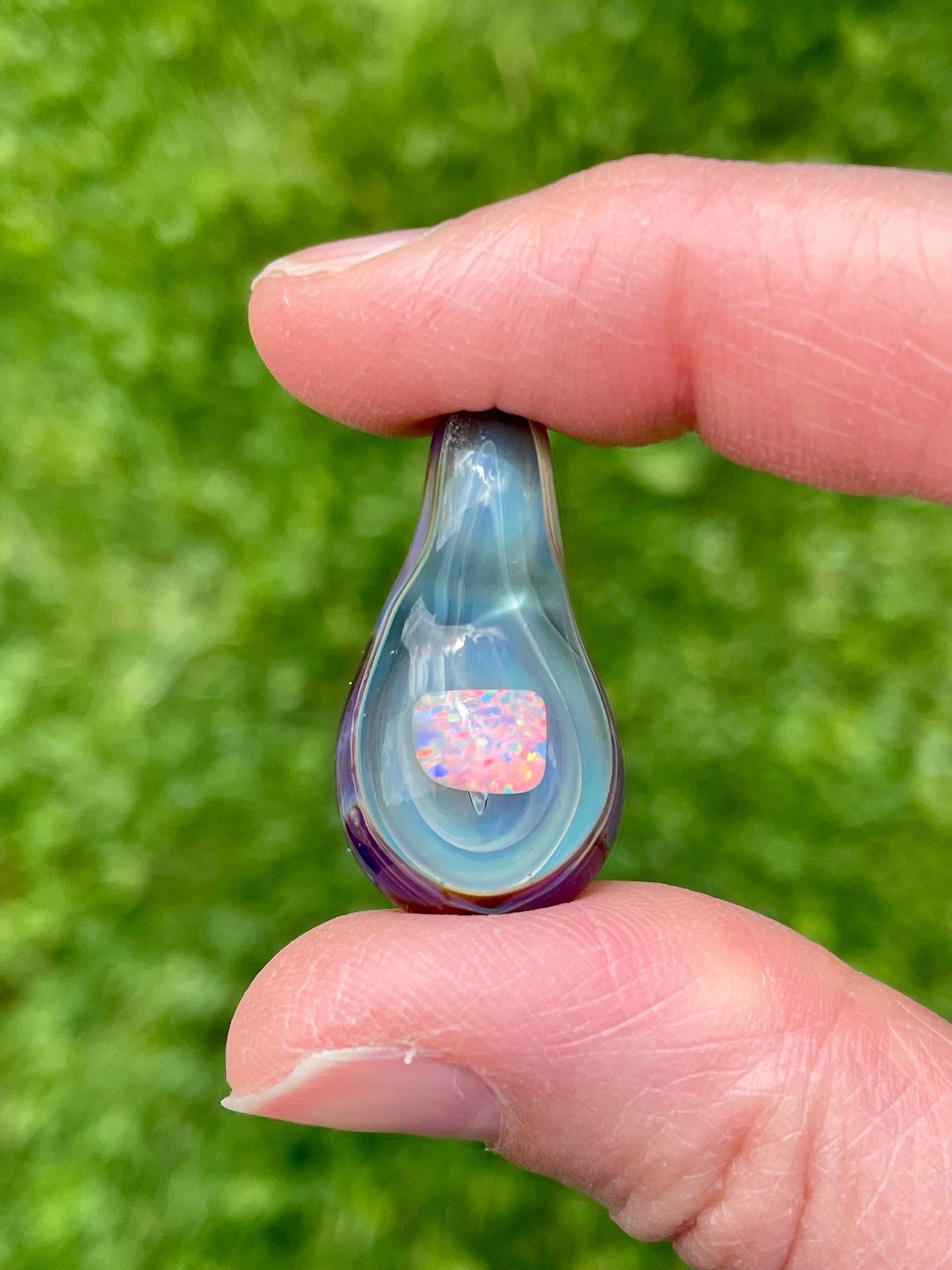 Glass Opal Pendant, Small Glass Pendant, Handmade Glass Necklace, Unique Birthday Gift Idea, Valentines Day Gift, Mothers Day Gift for her