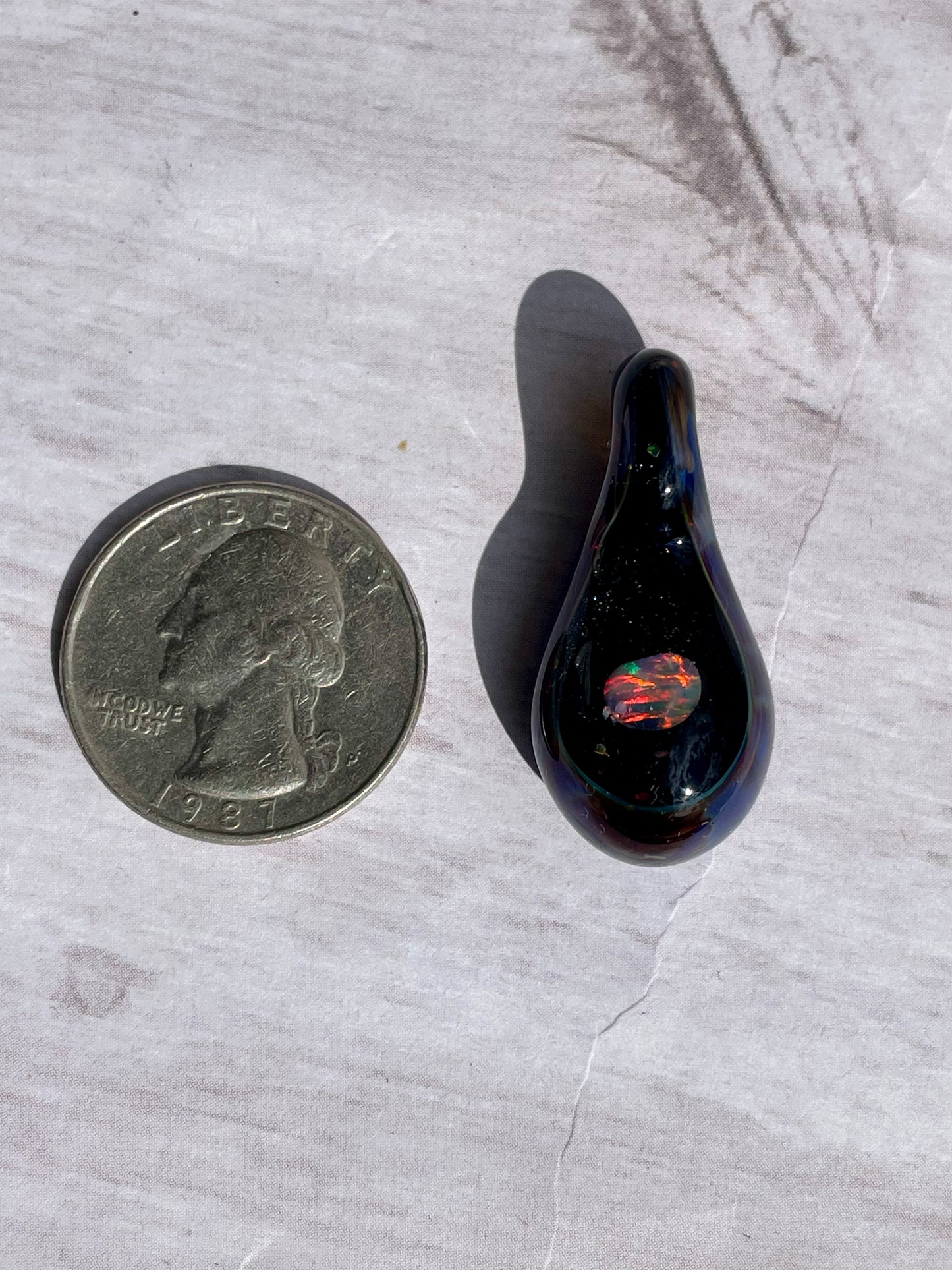 Small Glass Opal Pendant Necklace, Gemstone Jewelry, Handmade Galaxy Pendant, Mothers Day Gift for her, One of a Kind Birthday Gift Idea