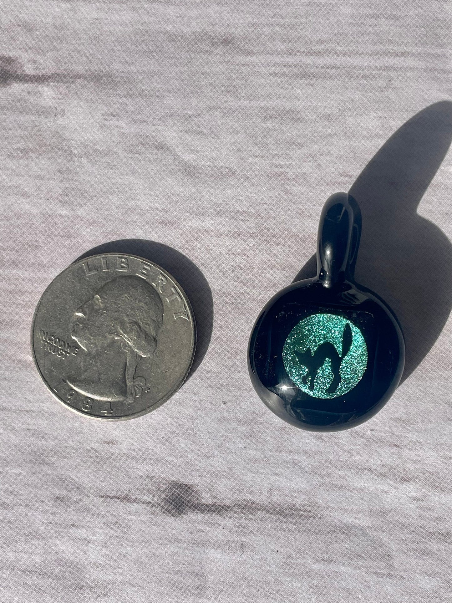 Halloween Black Cat Necklace, Cat Jewelry, Blown Glass Dichroic Pendant, Gothic Jewelry, unique Black Cat Gift Idea, Cat lover gift idea