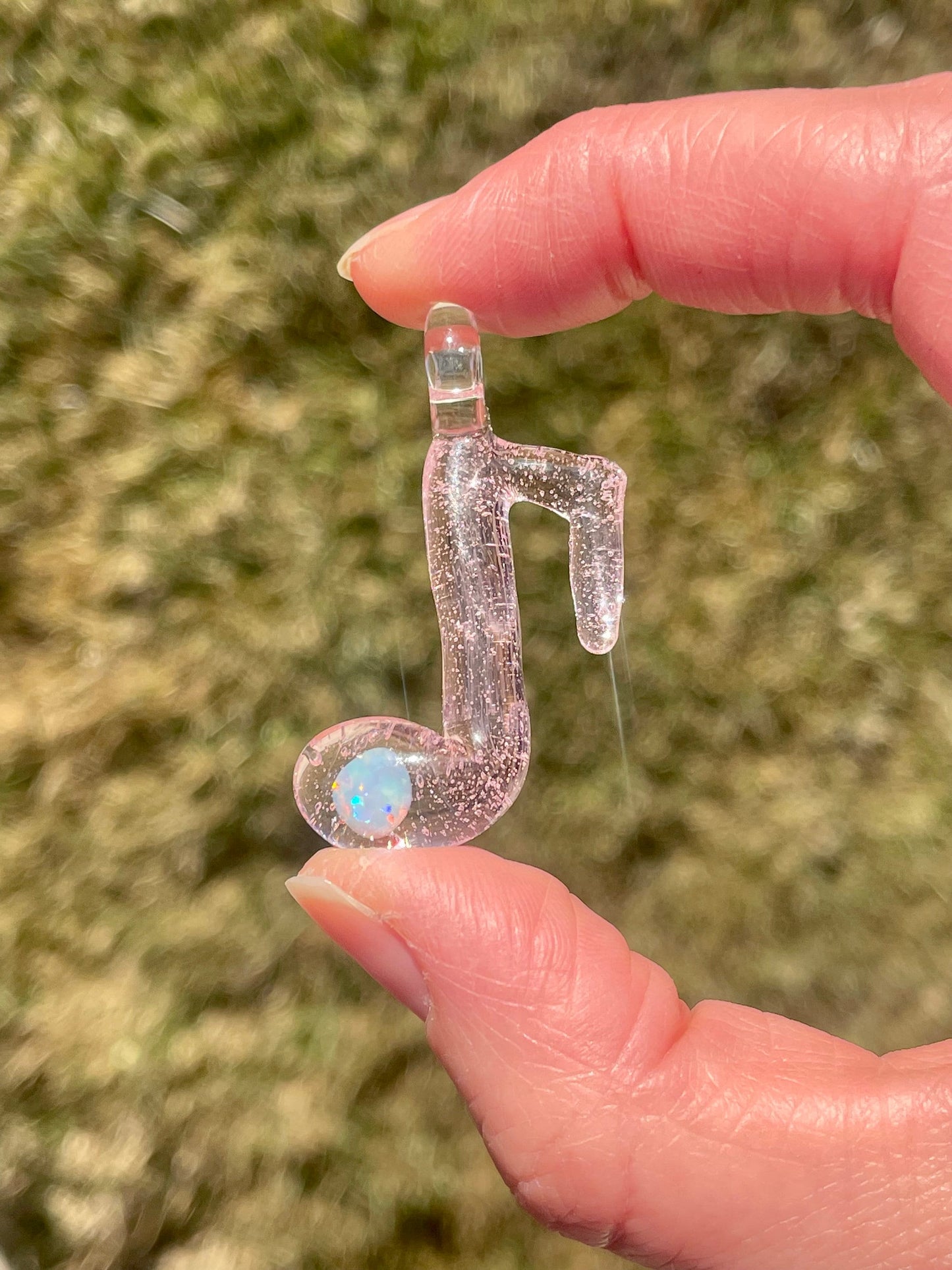 Glass Music Note Pendant, Opal Necklace for Her, Simple Music Jewelry, October Birthstone, Anniversary Gift, gift for wife, gift for girl