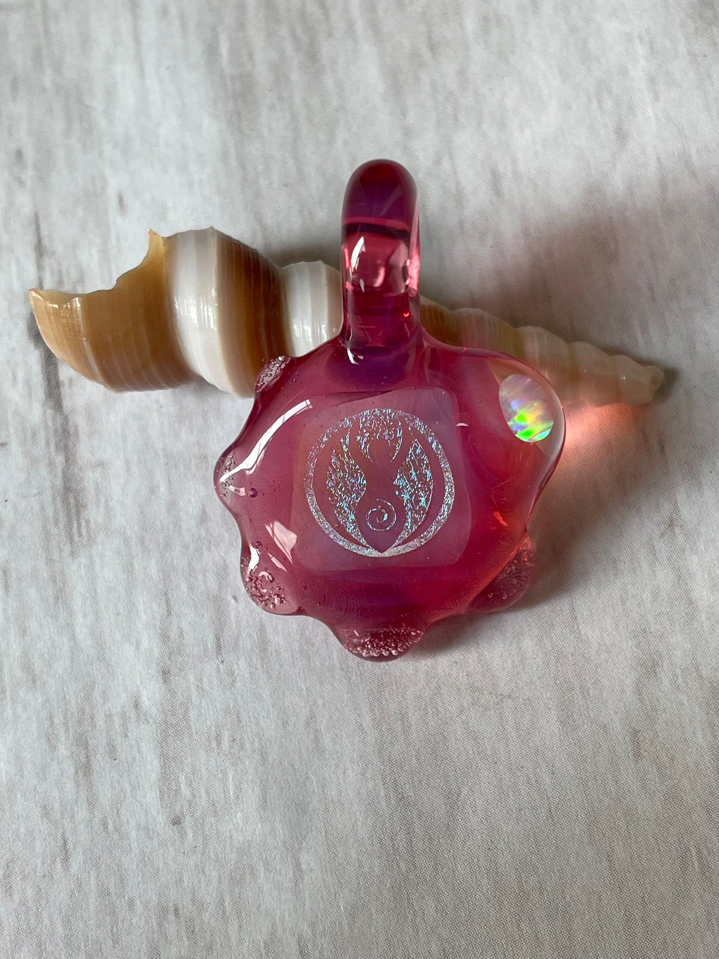 Sacred Goddess Necklace, Small Glass Opal Pendant, Birthday Present for Sister, Wiccan Necklace, Easter Gift for Girl, Mothers Day Gift Idea