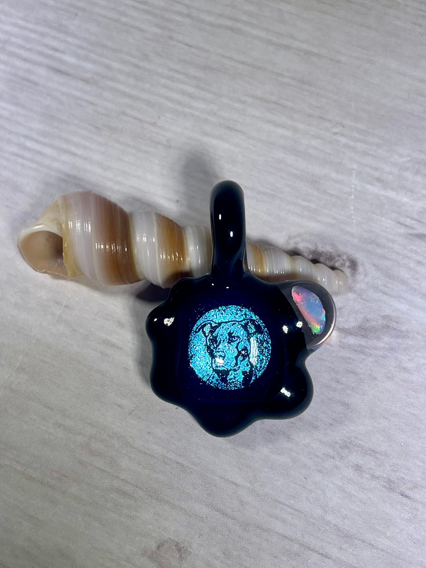 Blown Glass Necklace, Pitbull Mom Gifts, Rescue dog mom jewelry, birthday mom gift from dog, American Staffordshire Terrier, dog lover gift