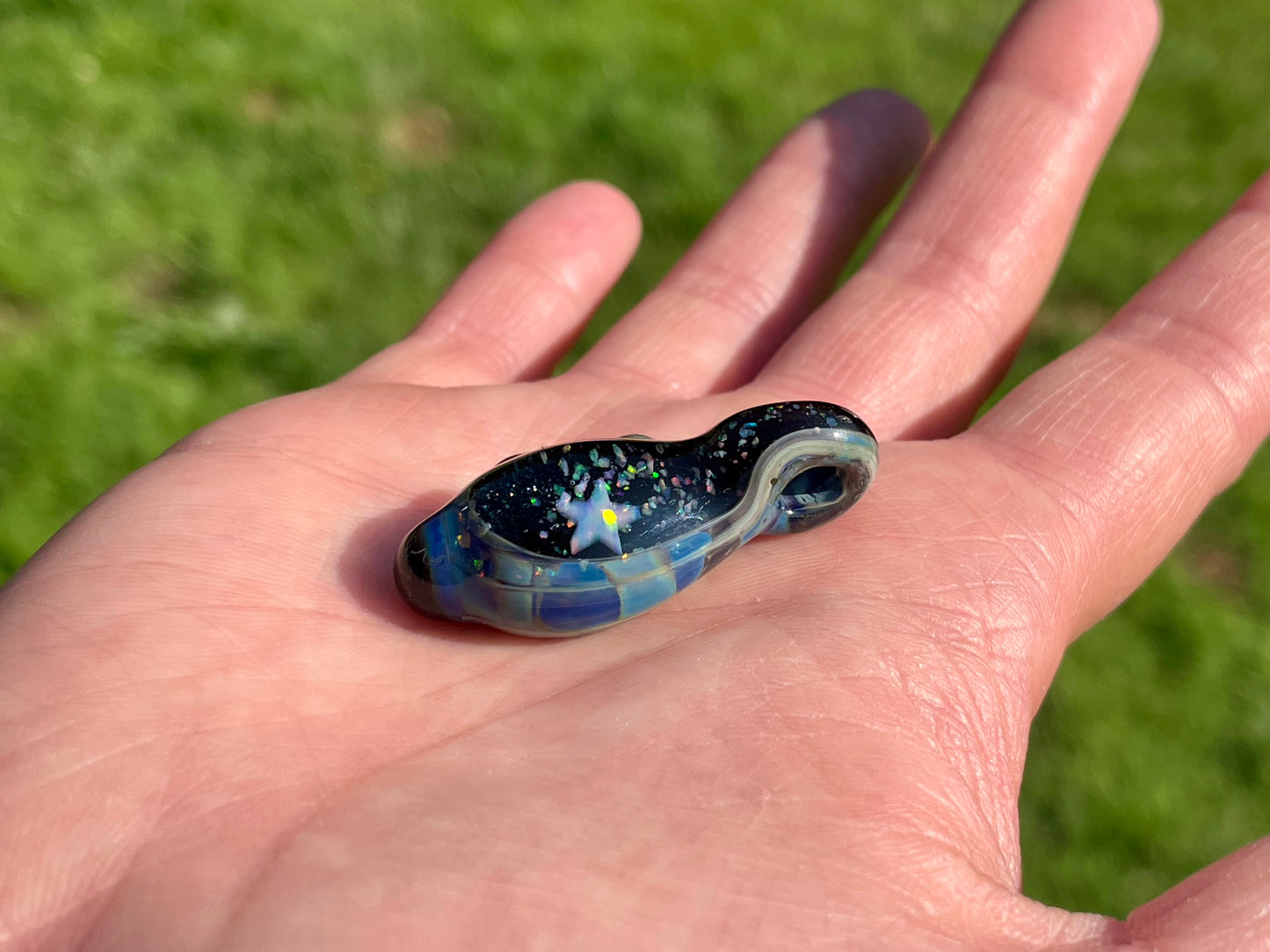 Star Pendant Necklace, Small Glass Pendant, Night Sky Pendant, Northern Lights Space Pendant, Star Necklace, Unique Hanukkah Gift Ideas