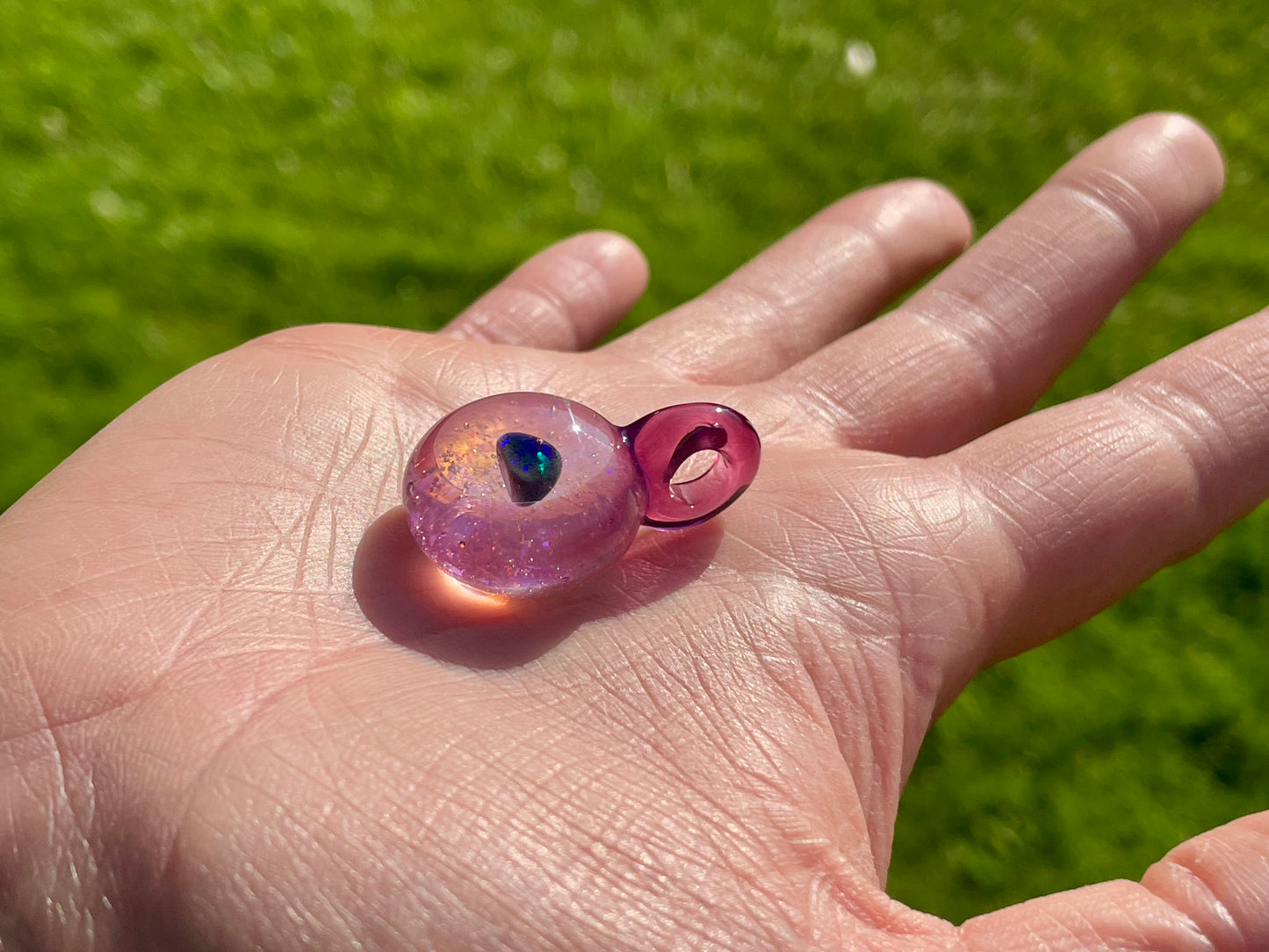 Small Glass Opal Pendant, Floating Opal, Lampwork Focal Bead, Mini Opal Necklace, Easter Gift, Unique Birthday Gift, Mothers Day Gift Idea