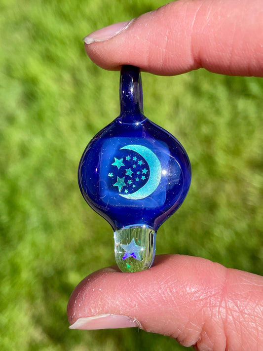 Moon and Stars Pendant Necklace, Celestial Jewelry, Blown Glass Opal Necklace, Gift for teen, best friend, stepdaughter, Valentines Day Gift