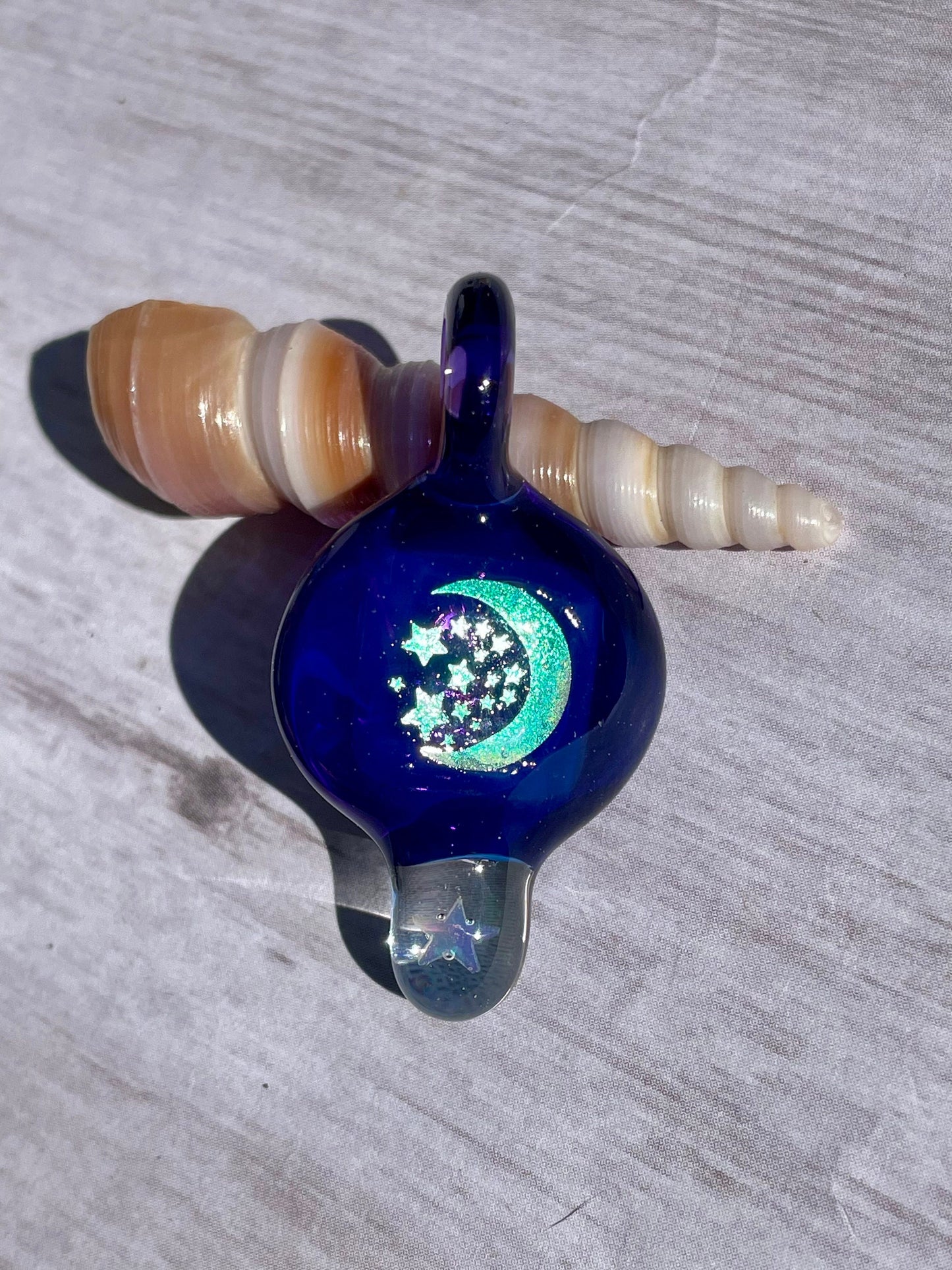 Moon and Stars Pendant Necklace, Celestial Jewelry, Blown Glass Opal Necklace, Gift for teen, best friend, stepdaughter, Valentines Day Gift