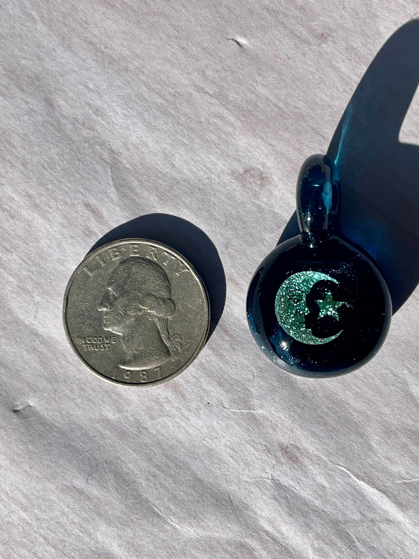 Moon and Star Necklace Pendant gift for her, Blown Glass dichroic pendant, celestial jewelry for daughter, moon and star gift for girlfriend