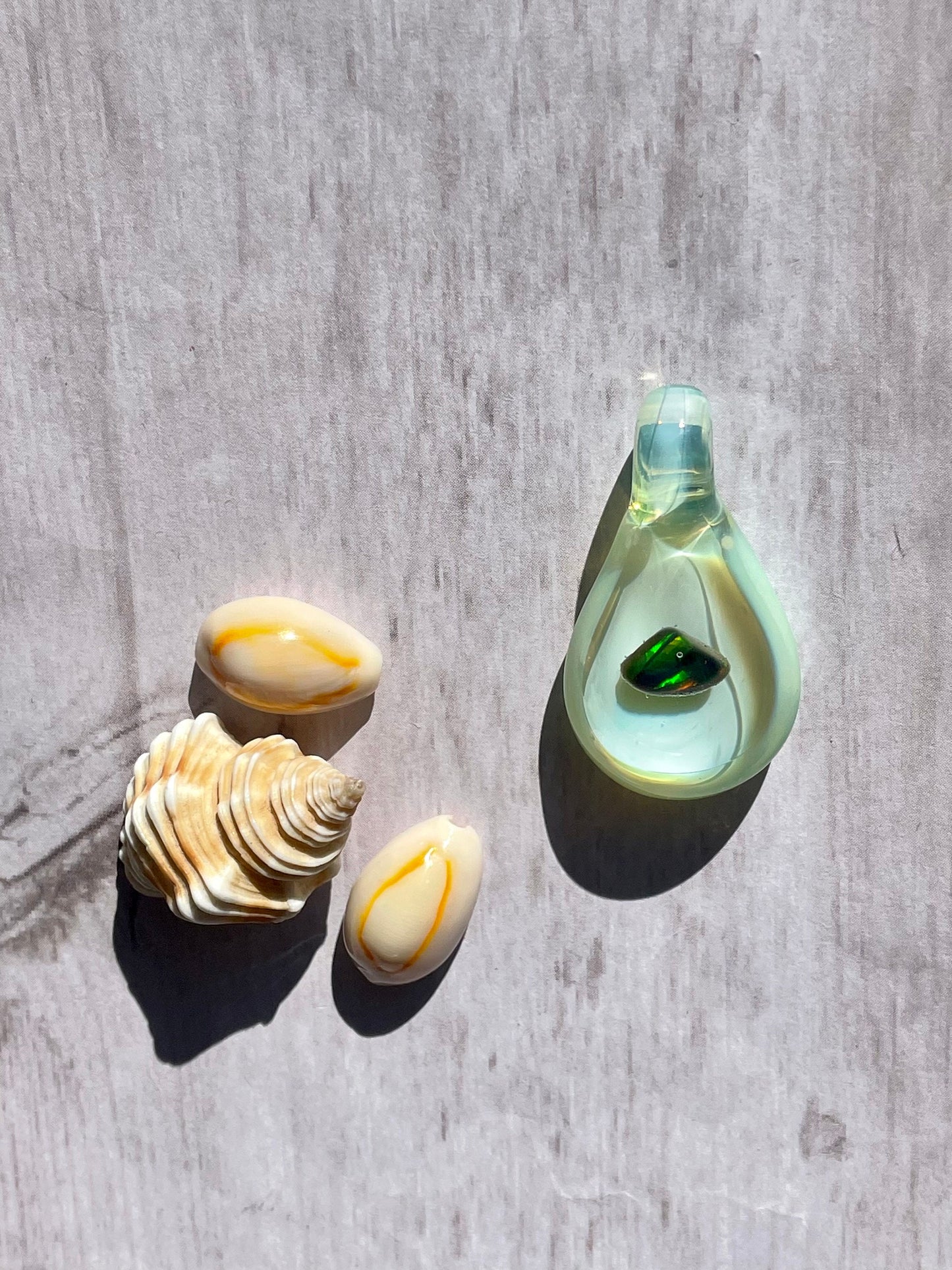 Blown Glass Pendant, Artisan Jewelry for Women, Unique Jewelry, Gift for her, Opal Necklace Charm, Opal Pendant, Handmade Pendant Necklace