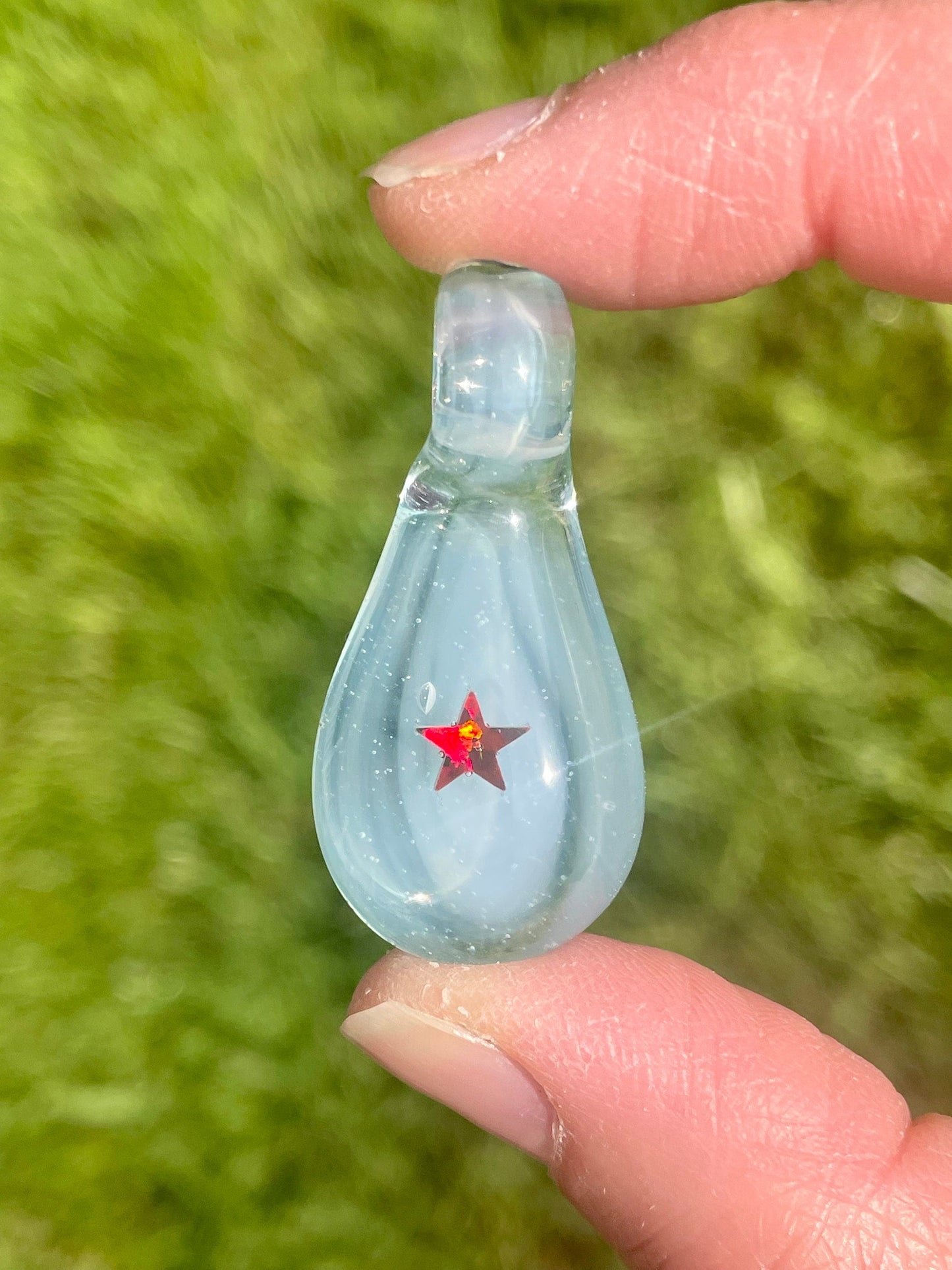 Glass Blown Star Opal Pendant, Enchanting Gray Opal Necklace, October Birthstone, Unique Birthday Gift, Star Necklace, Gift for Graduate