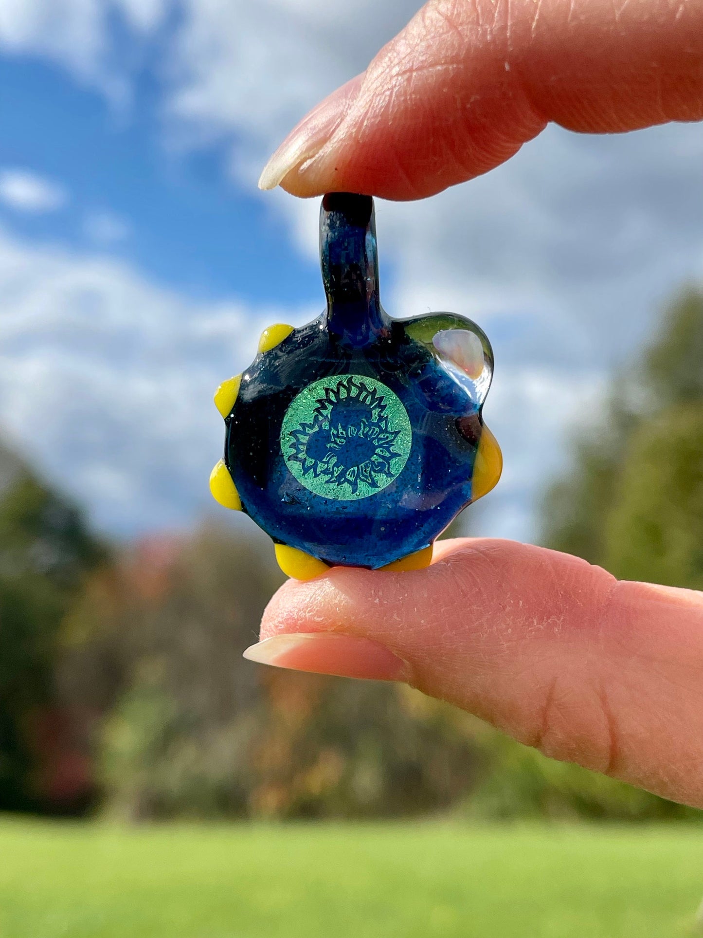 Sunflower Necklace, Small Glass Opal Pendant, Unique Birthday Gift, Sunflower Gift Idea, Sunflower Lover, Handmade Jewelry, Boho Jewelry