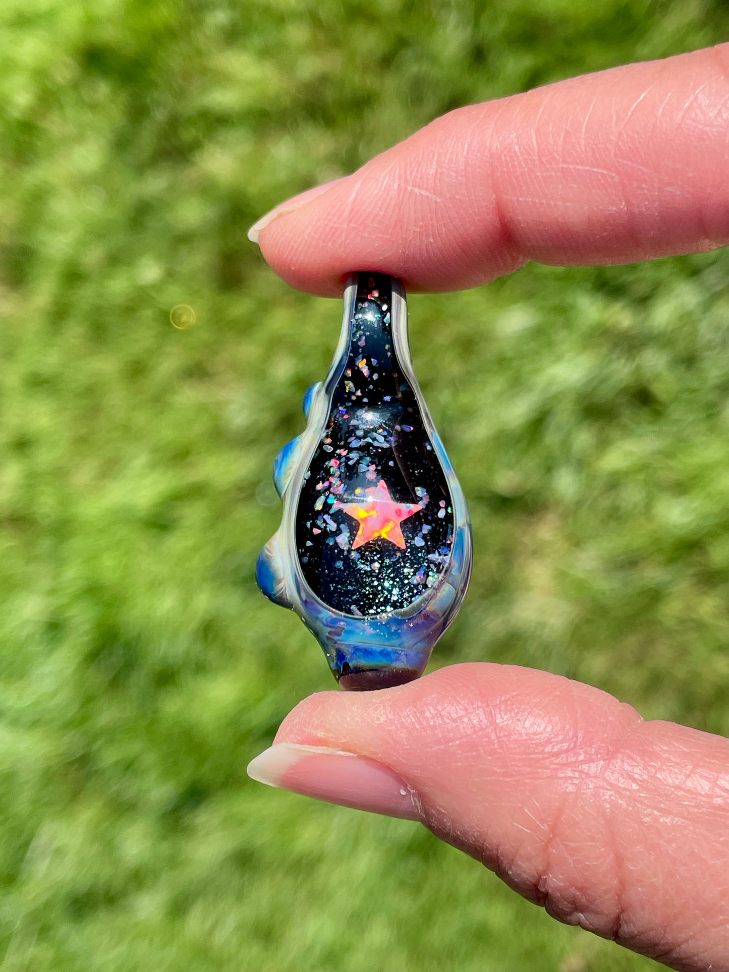 Star Pendant Necklace, Small Glass Pendant, Night Sky Pendant, Northern Lights Space Pendant, Star Necklace, Unique Hanukkah Gift Ideas