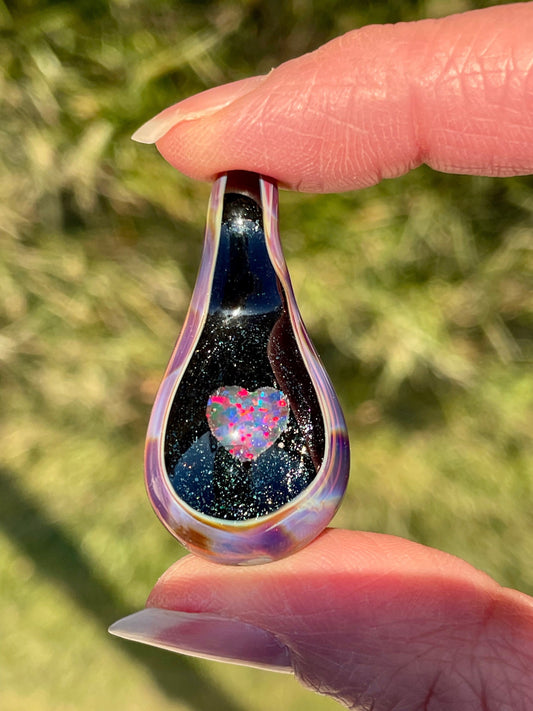 Heart Opal Pendant, Pendant Necklaces, Handmade Heart Jewelry, Mothers Day Gift for her, Floating Heart, Gemstone Jewelry, Easter Gift Idea