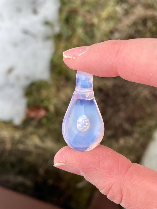 Small Glass Pendant, Beautiful Opal Pendant for Women, Pink Necklace for her, Unique Birthday Gift, Grad Gift for Daughter, Mothers Day Gift