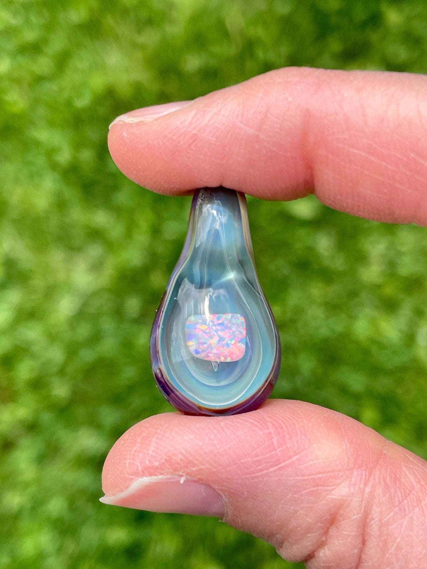 Glass Opal Pendant, Small Glass Pendant, Handmade Glass Necklace, Unique Birthday Gift Idea, Valentines Day Gift, Mothers Day Gift for her
