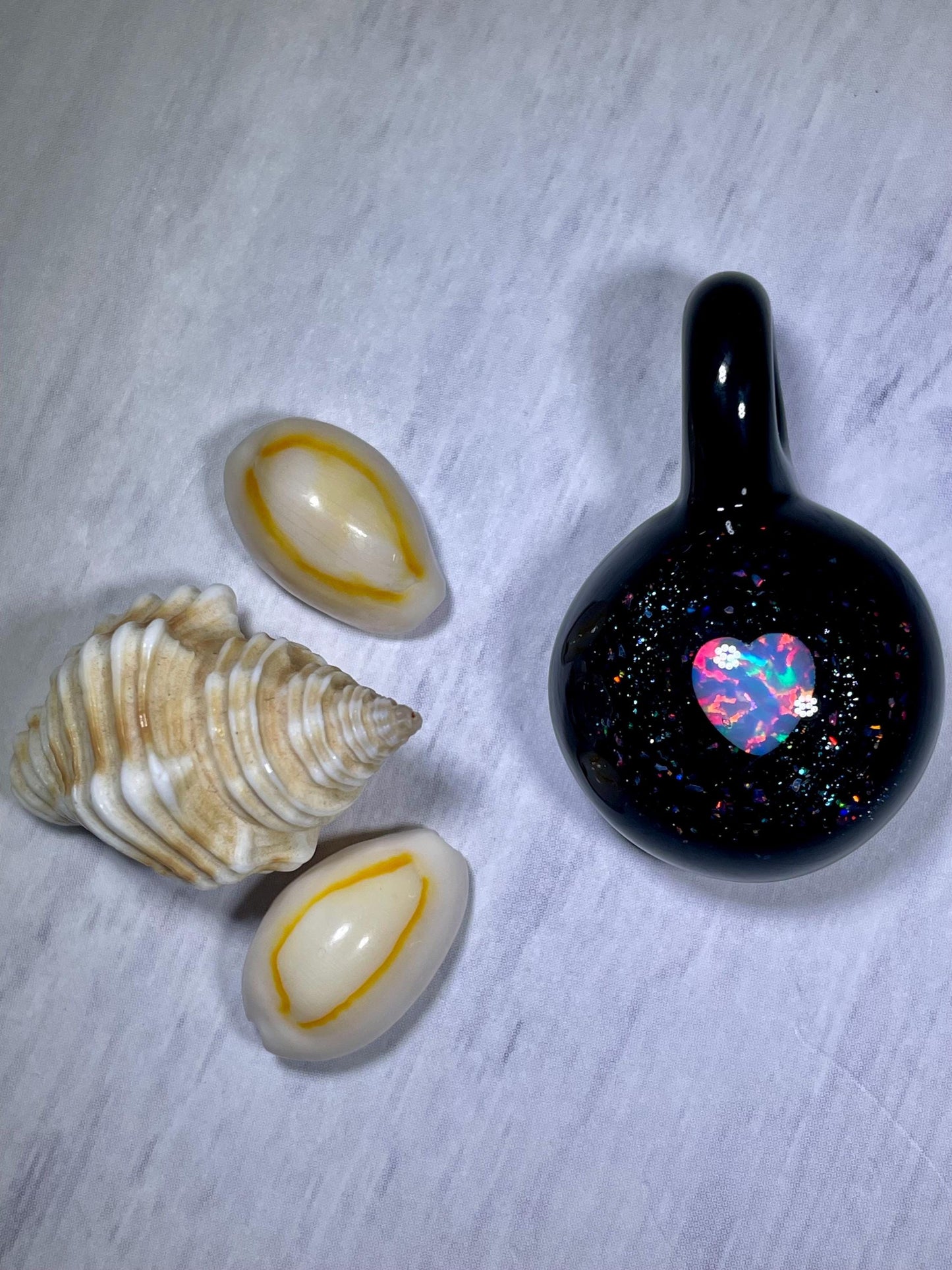 Small Glass Pendant, Heart Opal Necklace for her, Artisan Jewelry, Gothic Jewelry, Black Heart Pendant, Birthday Gift, Easter Gift for Wife