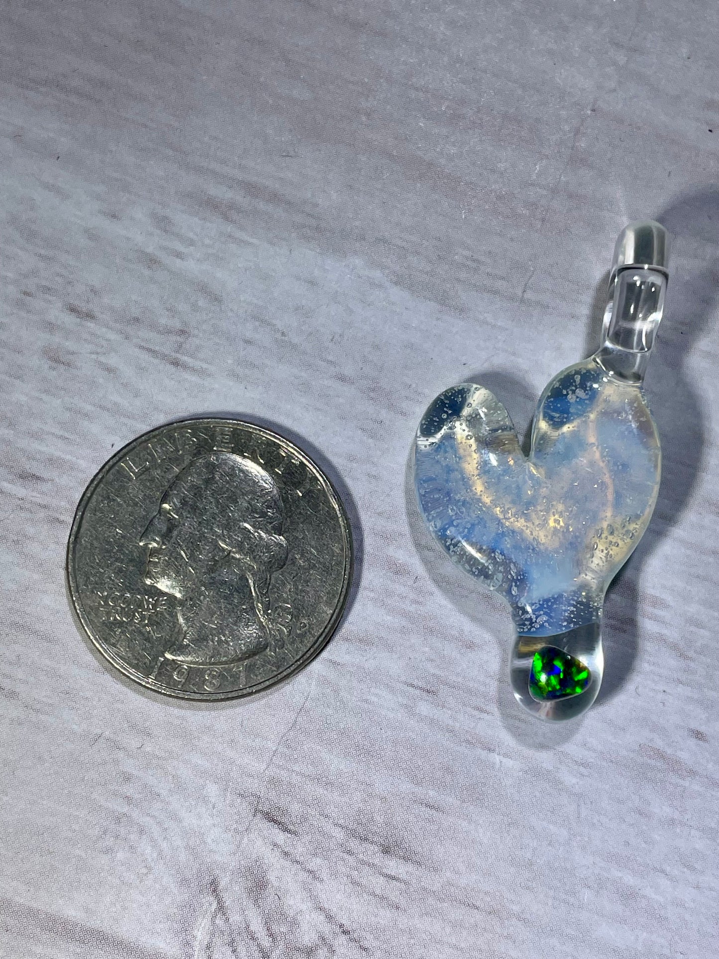 Blown Glass Heart Pendant Opal Necklace for Her, Simple Heart Jewelry Mothers Day Gift, Anniversary Gift, gift for wife, gift for girlfriend