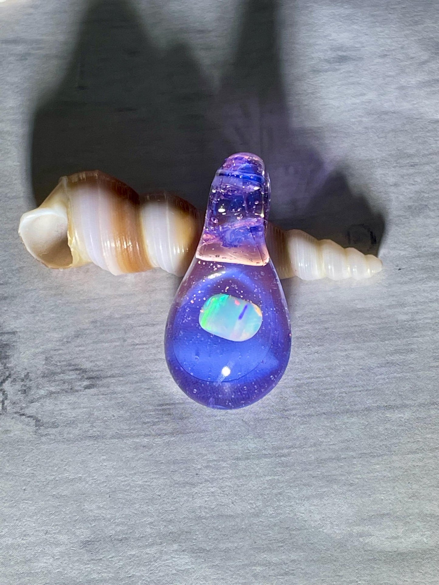 Small Glass Opal Pendant, Mothers Day Gift, Purple Necklace, Unique Birthday Gift for sister, Easter gift for daughter, Mothers Day Gift